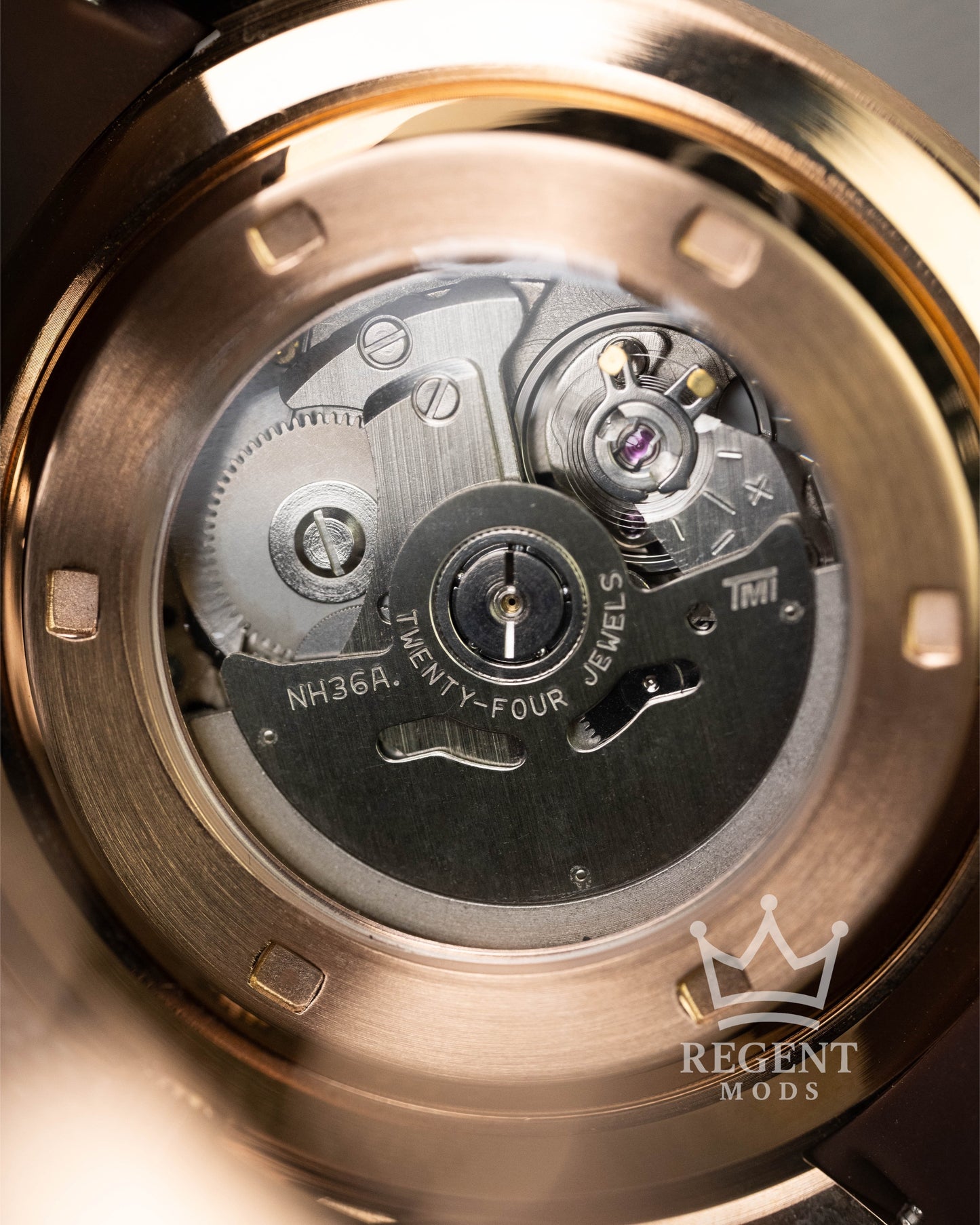 Custom Seiko Mod Aquanaut Nautilus Rose Gold Steel Case Back