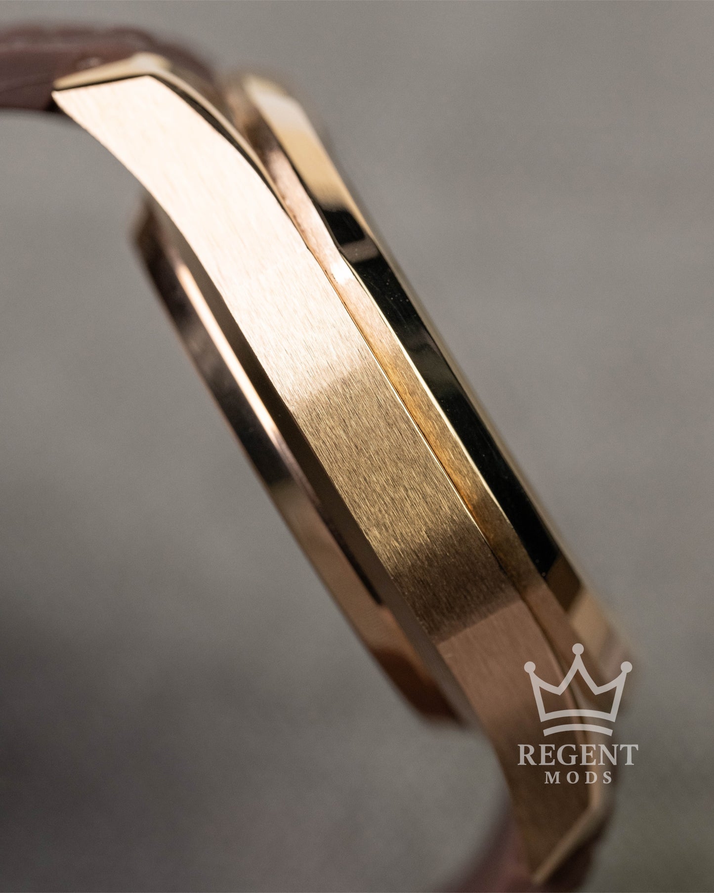 Custom Seiko Mod Aquanaut Nautilus Rose Gold Steel Case Side