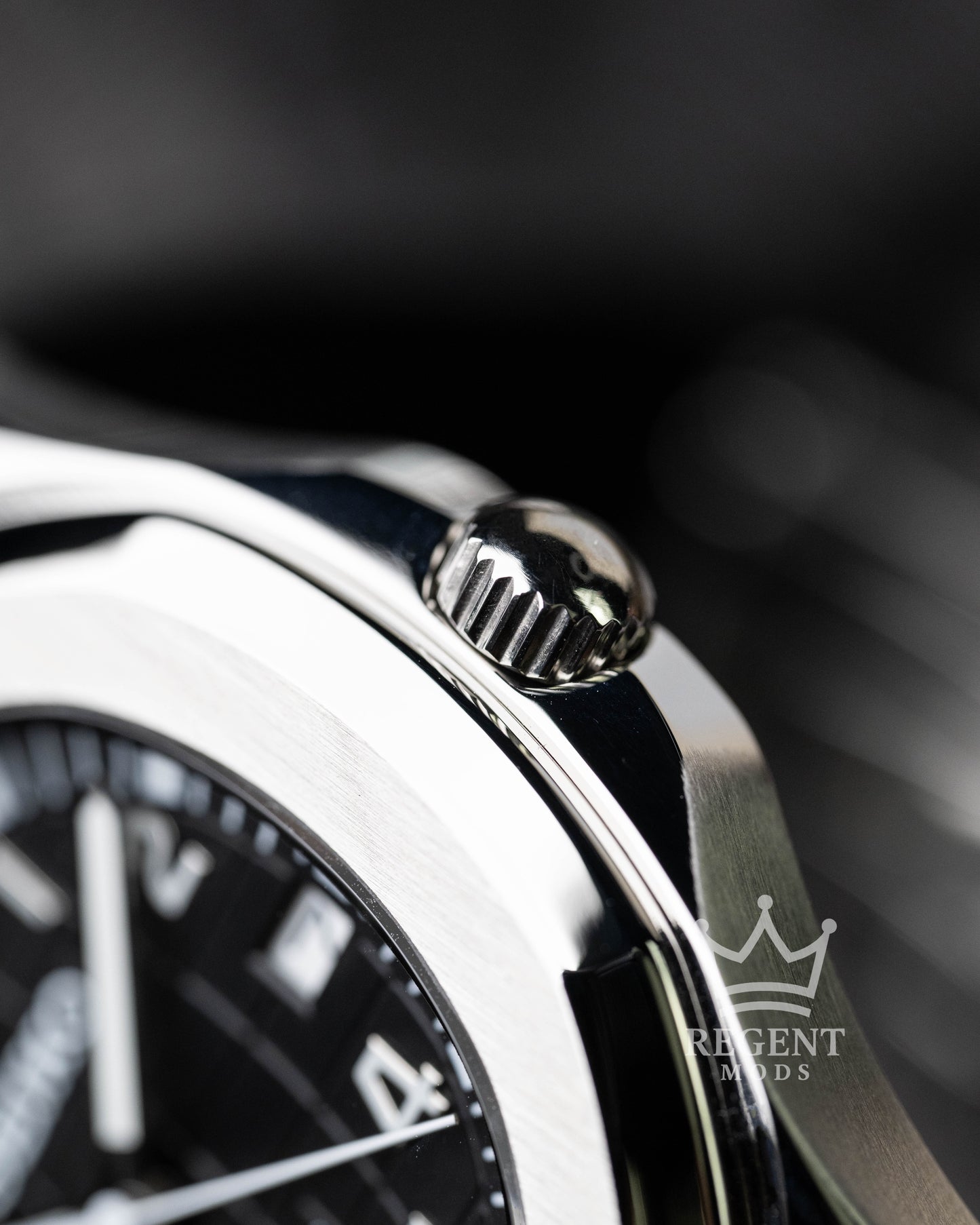 Custom Seiko Mod Aquanaut Nautilus With Black Dial Waffle Textured Face And Brushed Steel Bezel On Rubber Strap