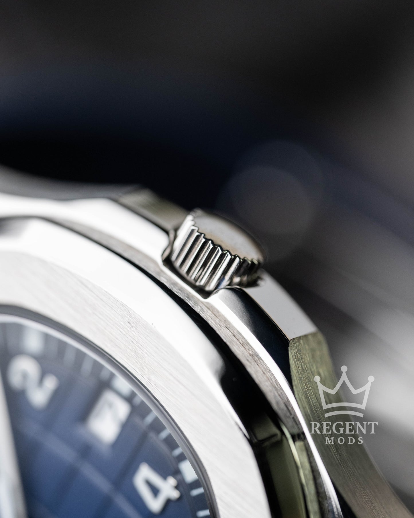 Custom Seiko Mod Aquanaut Nautilus With Blue Dial Waffle Textured Face And Brushed Steel Bezel On Rubber Strap