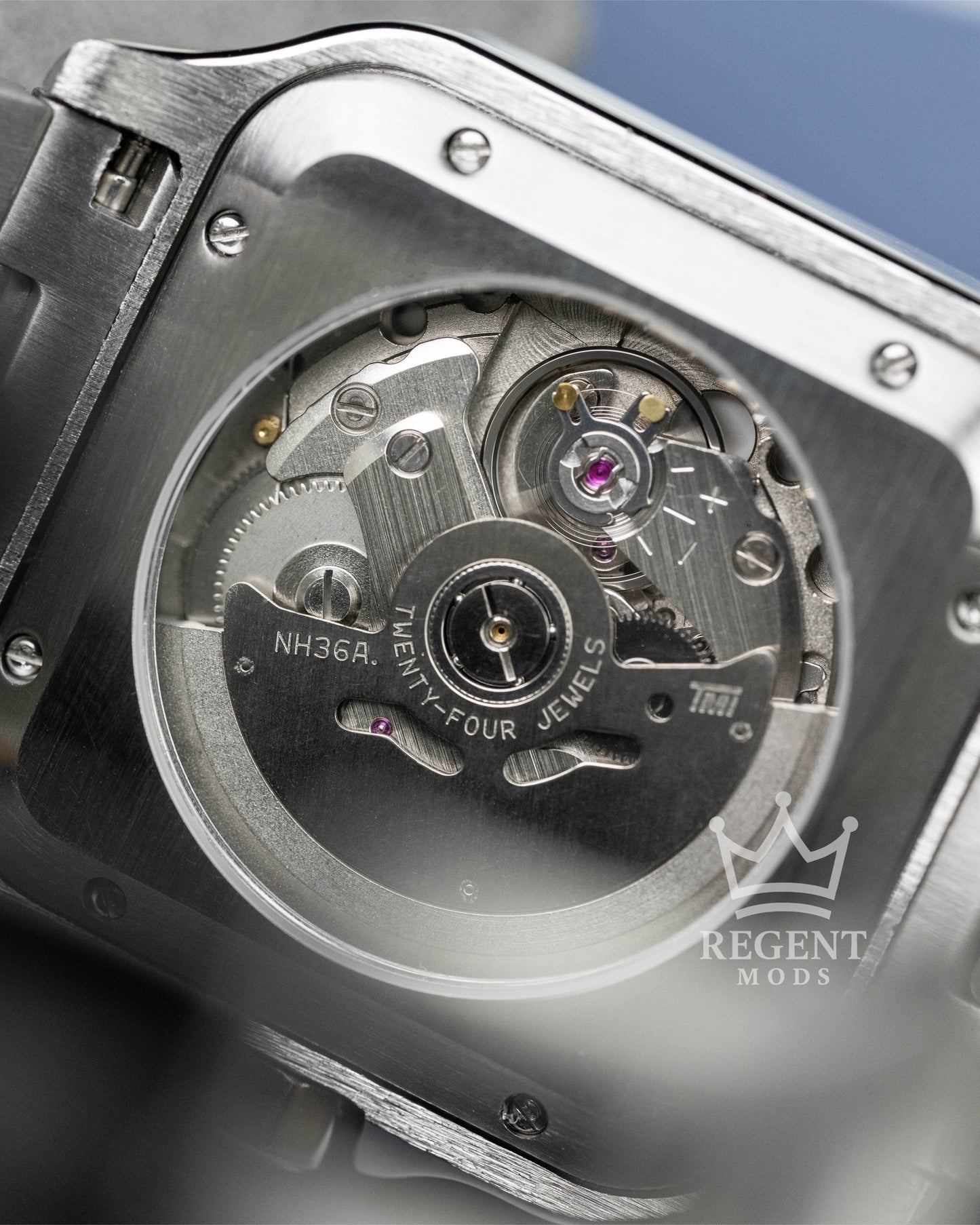 Custom Seiko Cartier Santos Mod See Through Case Back
