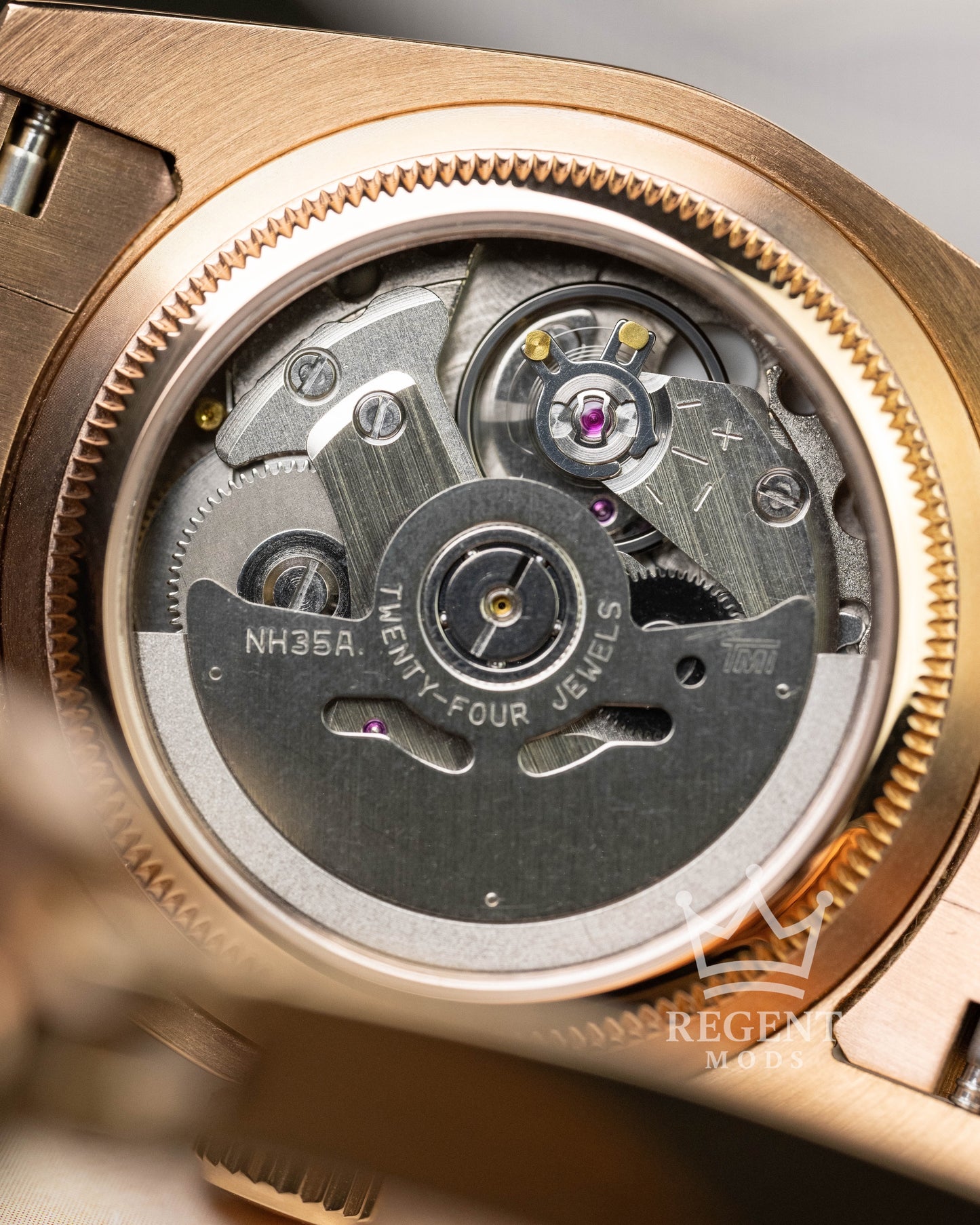 Custom Seiko Mod Datejust Rose Gold Caseback