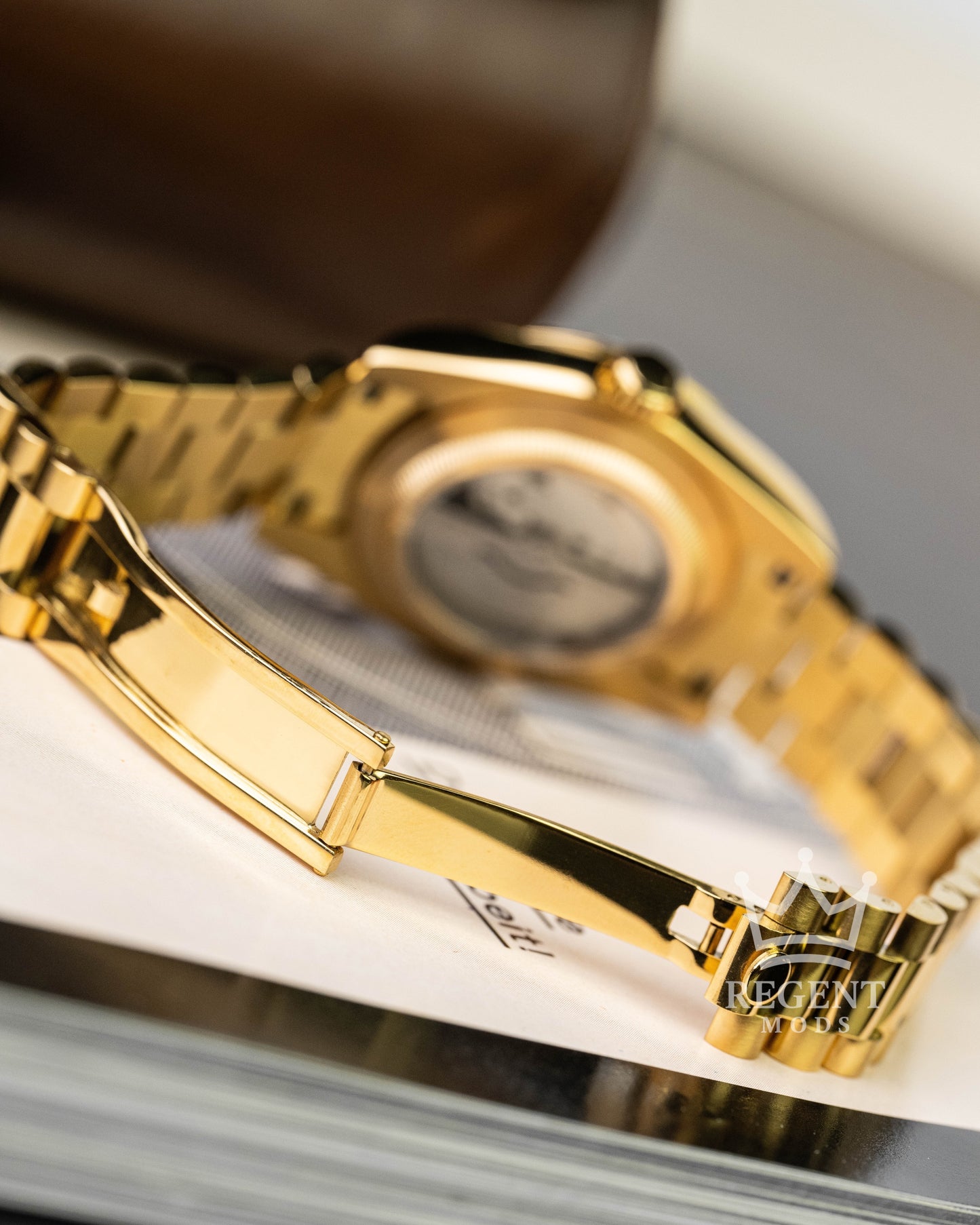 Custom Seiko Mod Gold Presidential Bracelet Clasp And Case Back