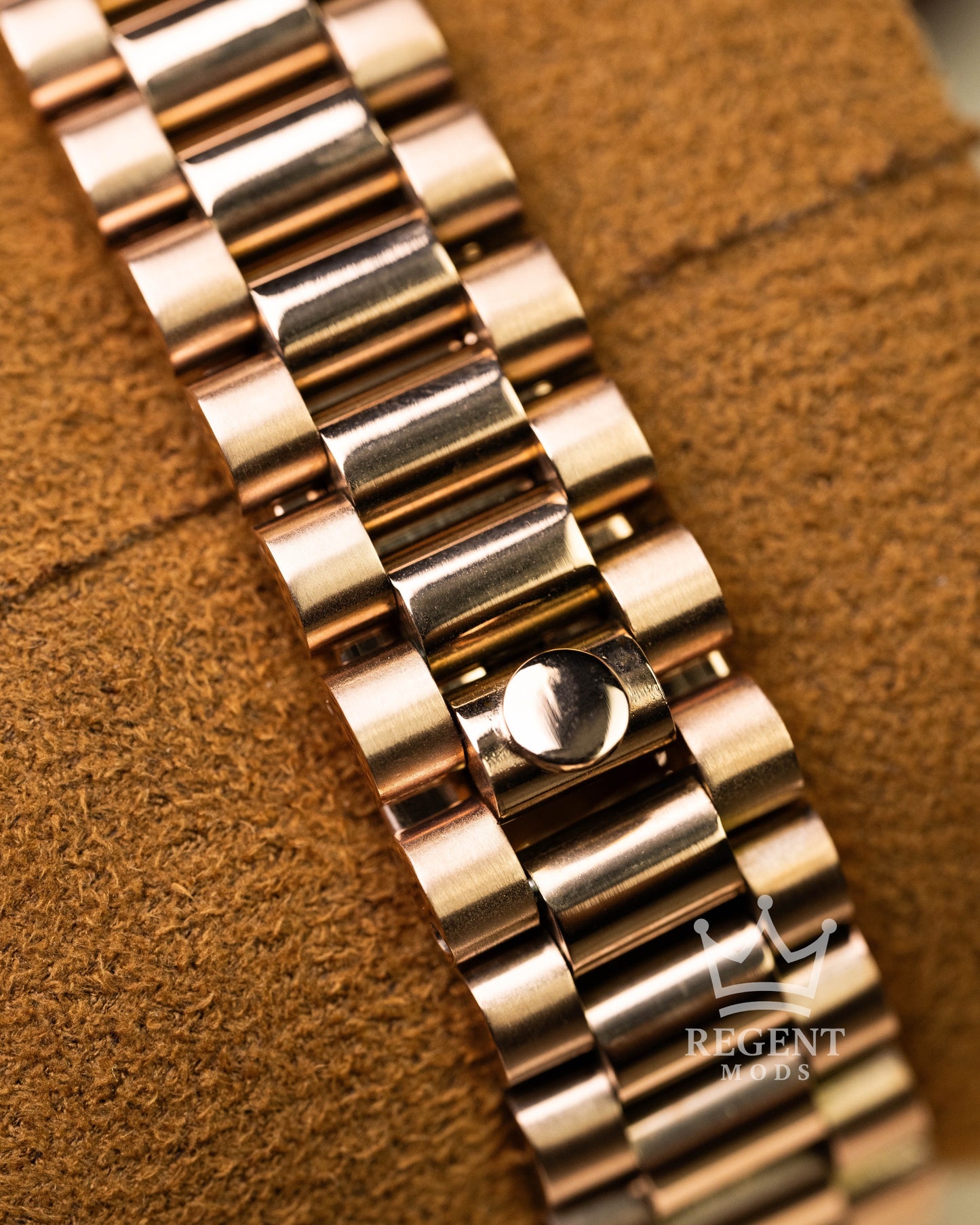 Custom Seiko Mod Rose Gold Presidential Bracelet Clasp Close