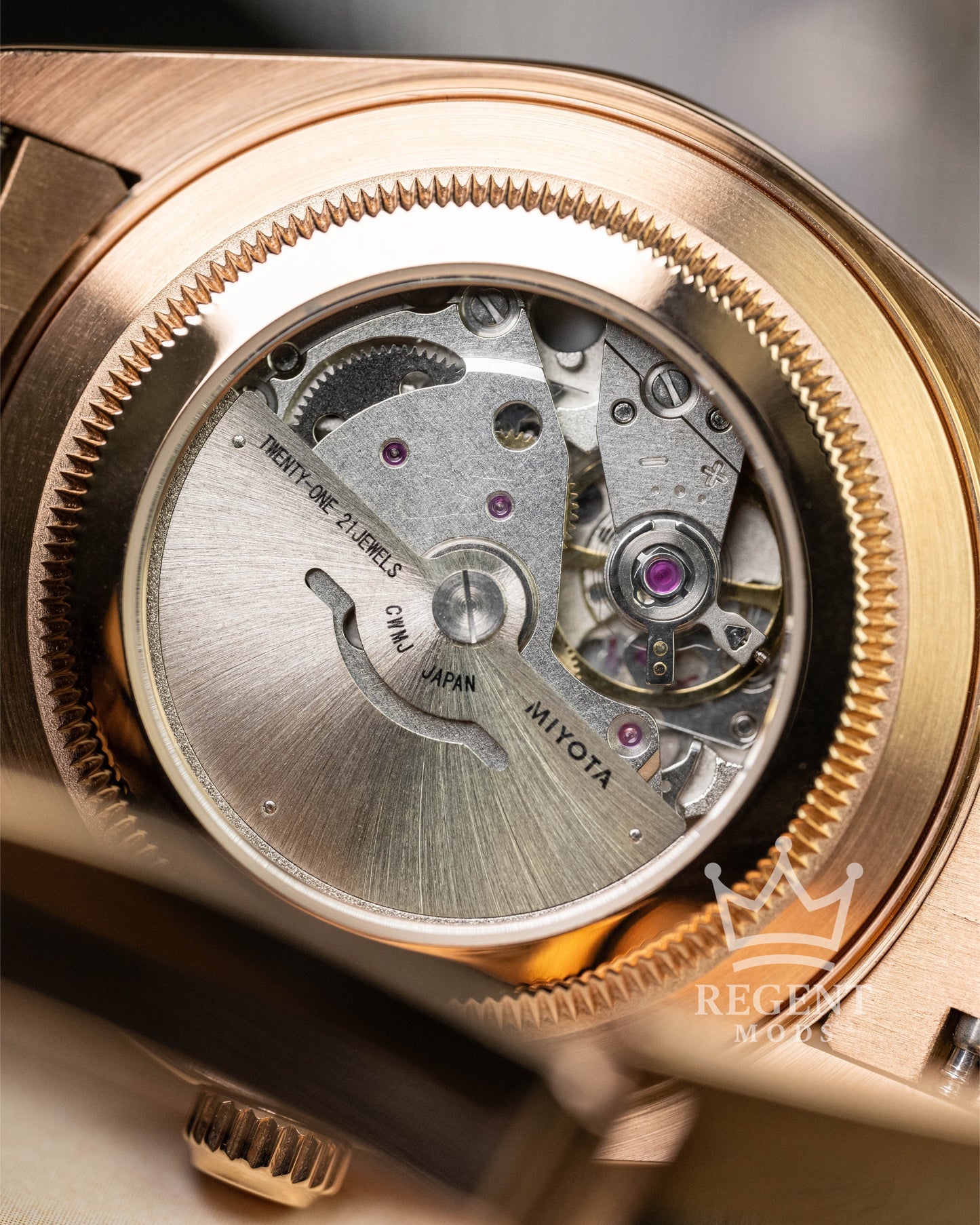 Custom Seiko Mod Rose Gold Steel Case Back