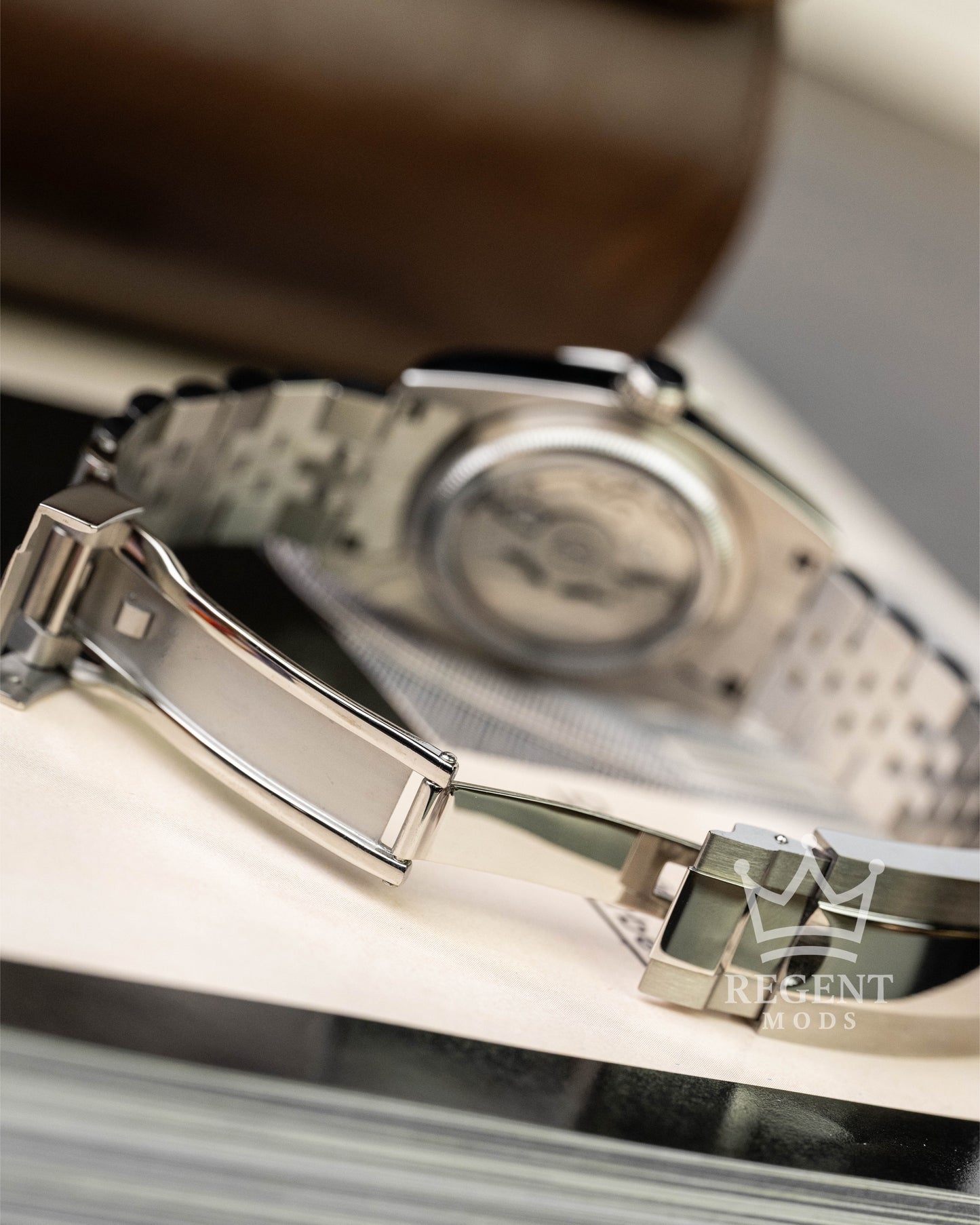 Custom Seiko Mod Stainless Steel Jubilee Bracelet Clasp And Case Back