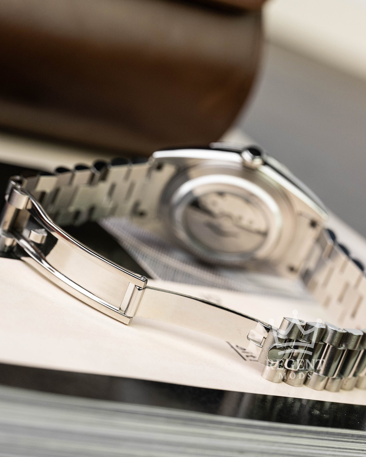 Custom Seiko Mod Stainless Steel Presidential Bracelet Clasp And Case Back