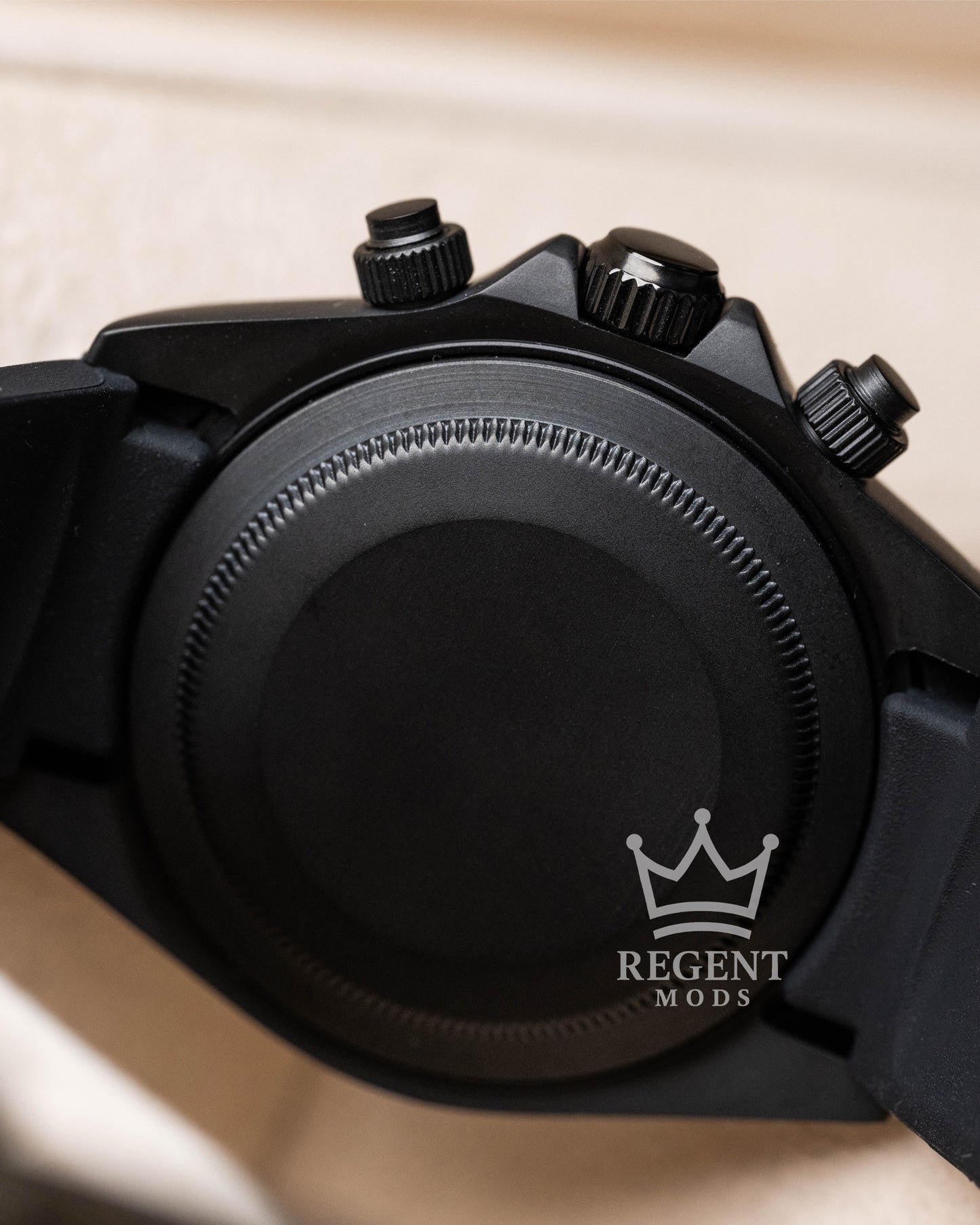 Full Blackout Stealth Case Back With Crown And Pusher