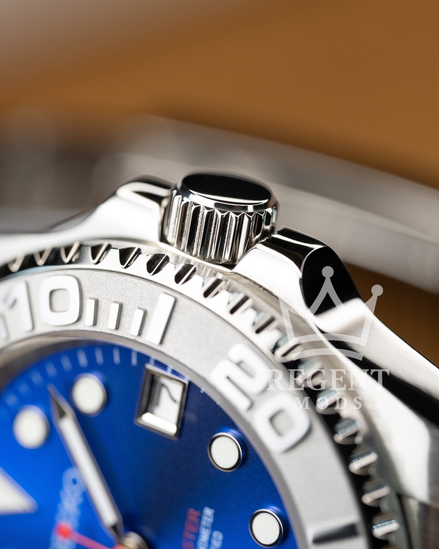 Seiko Mod Blue Red Yacht Master Homage Blue Dial Dive Watch With Date