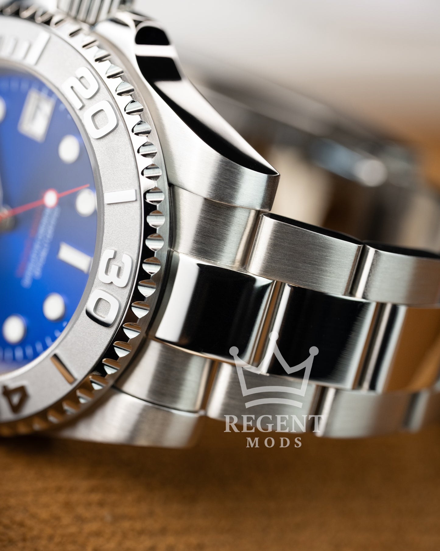 Seiko Mod Blue Red Yacht Master Homage Blue Dial Dive Watch With Date