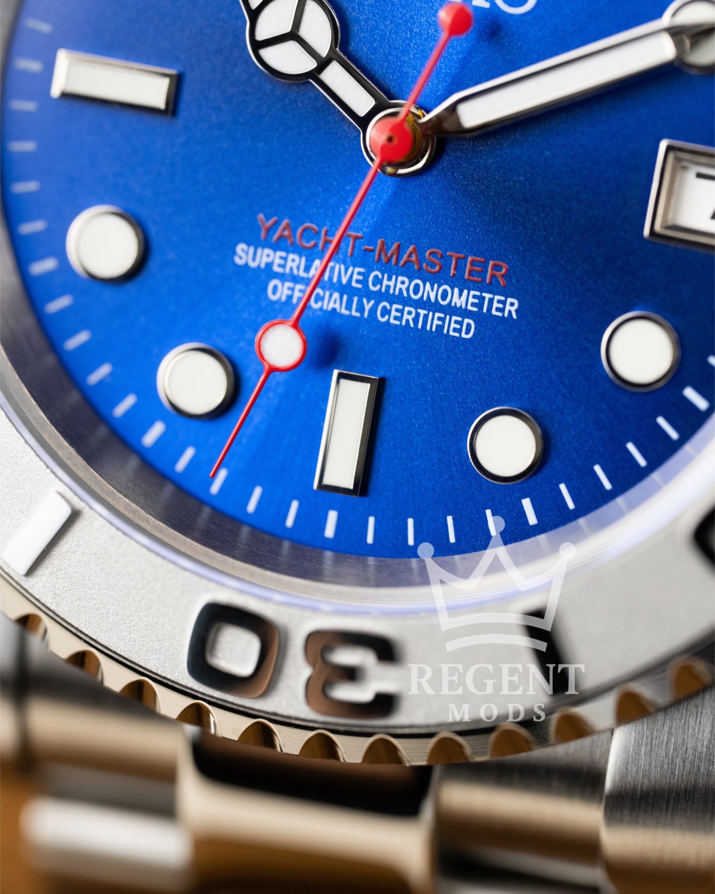 Seiko Mod Blue Red Yacht Master Homage Blue Dial Dive Watch With Date