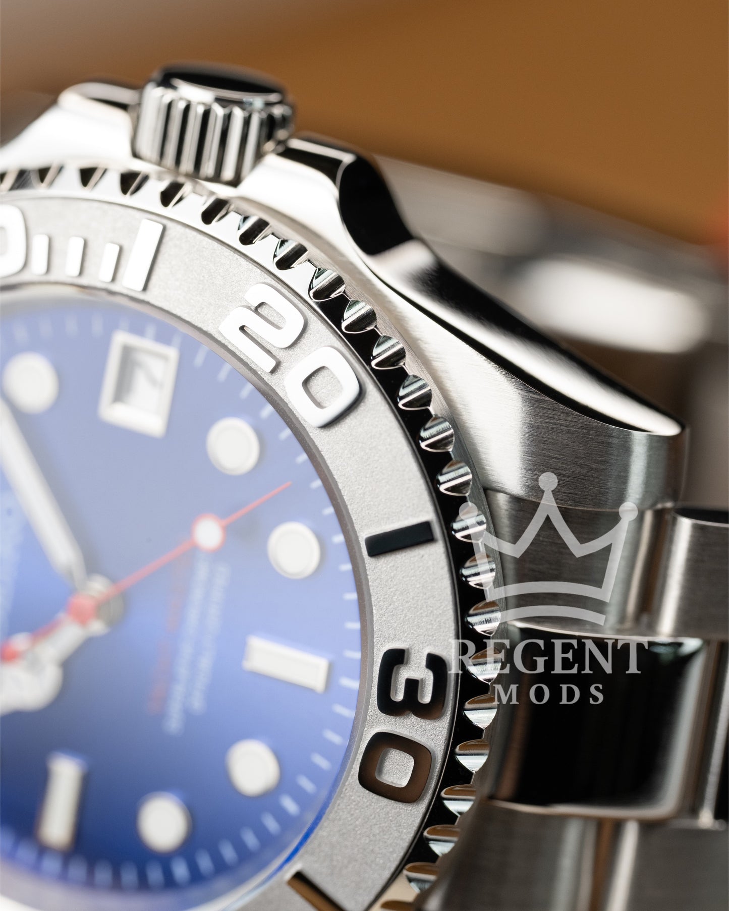 Seiko Mod Blue Red Yacht Master Homage Blue Dial Dive Watch With Date