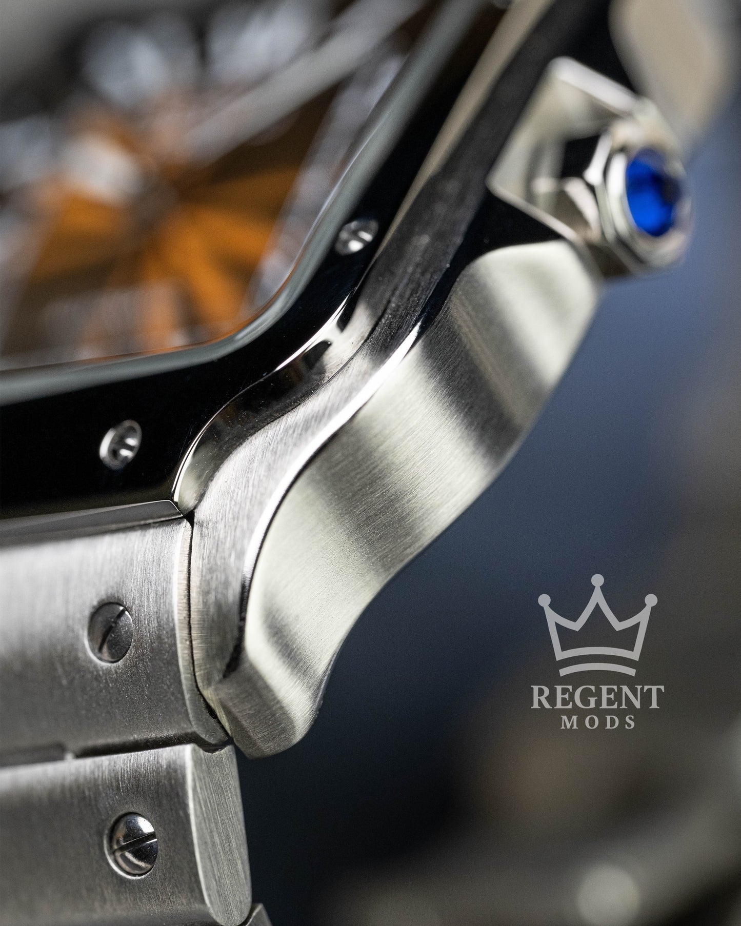Seiko Mod Cartier Santos Custom Steel Square Case With Brown Guilloche Dial Roman Numerals
