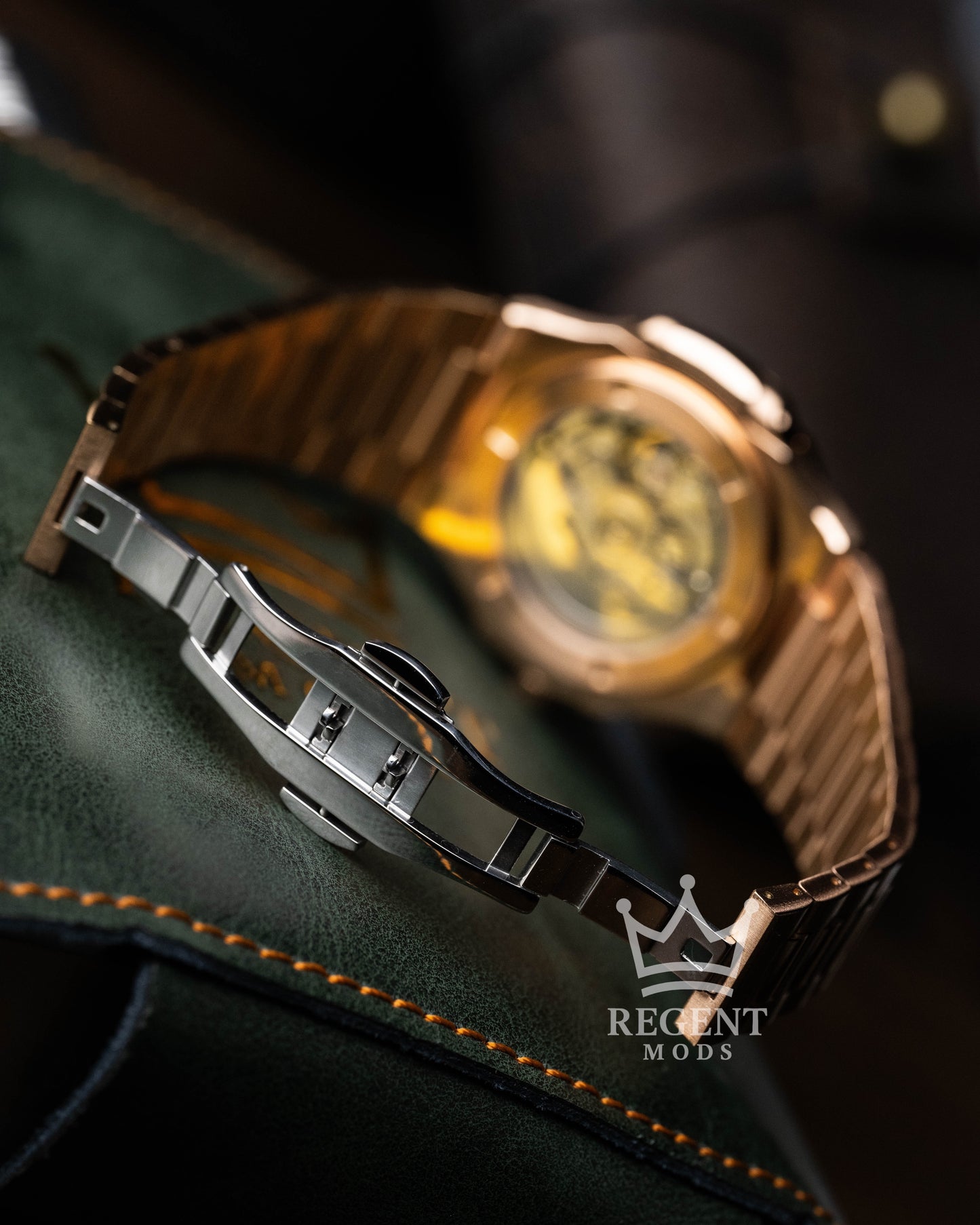 Seiko Mod Nautilus Rose Gold See Through Case Back And Bracelet