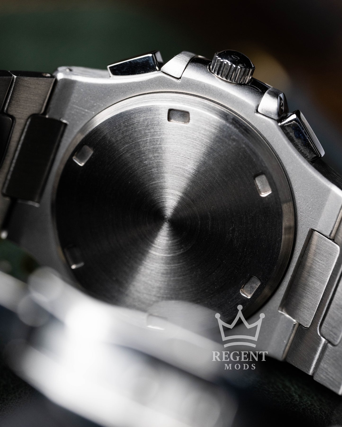 Seiko Mod Nautilus Stainless Steel Solid Case Back