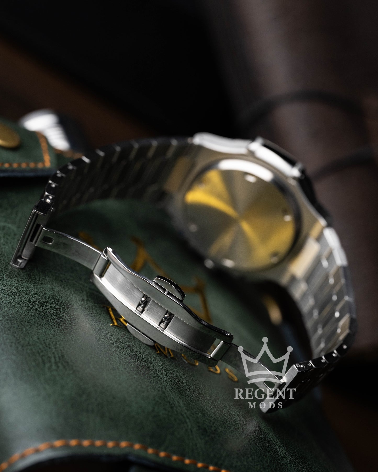 Seiko Mod Nautilus Stainless Steel Solid Case Back And Strap