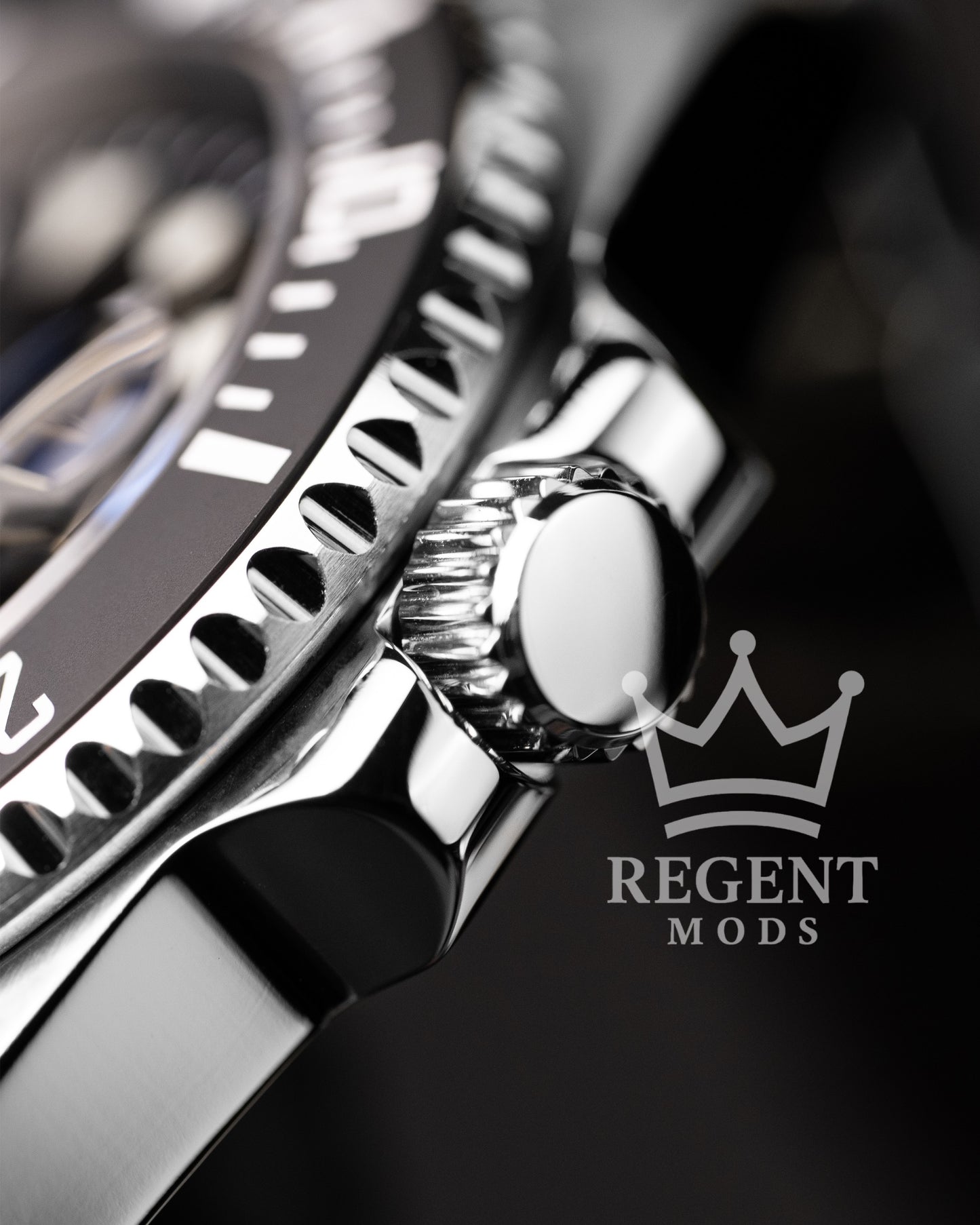 Seiko Mod Submariner Homage Black Dial Dive Watch With Cyclops Date