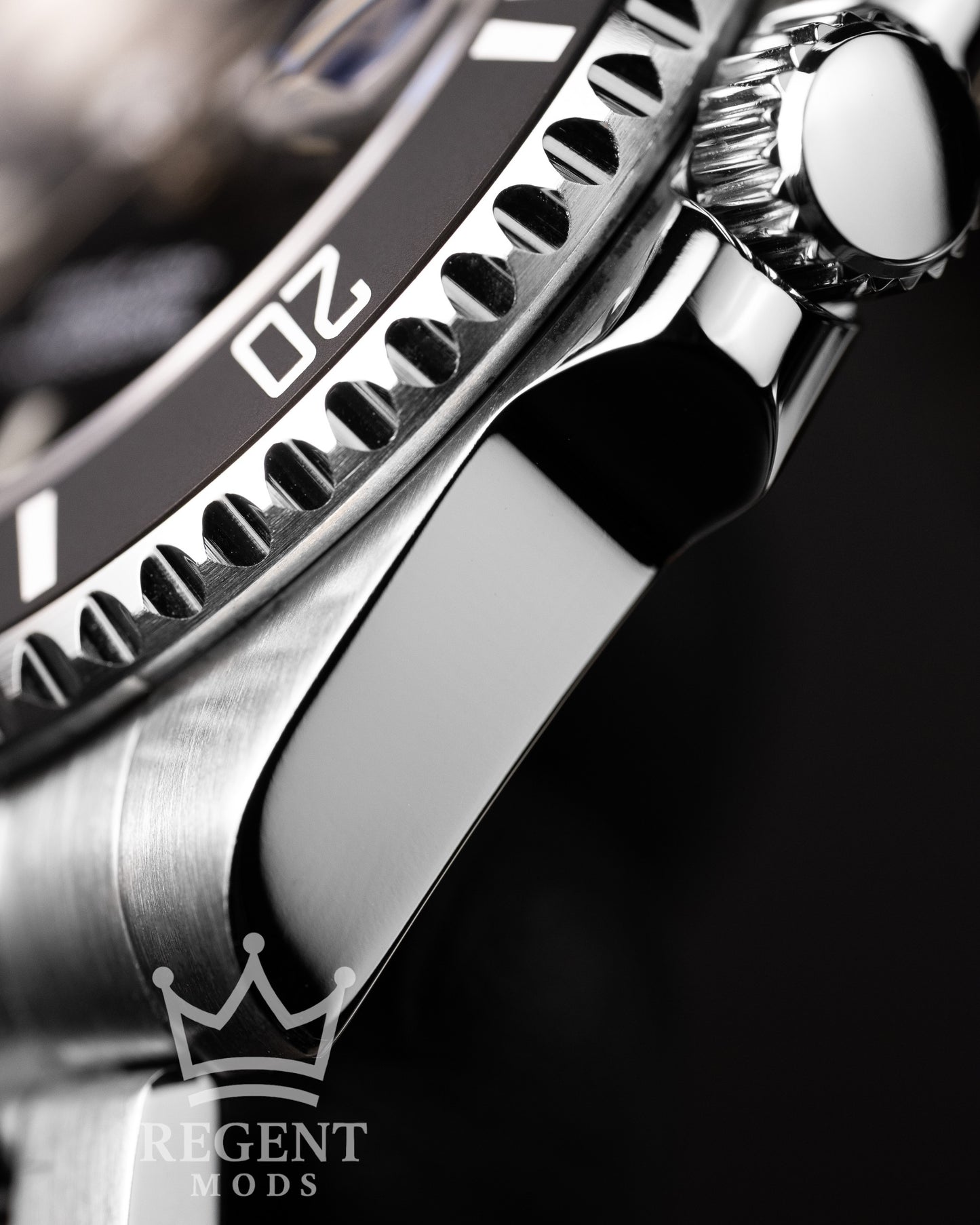 Seiko Mod Submariner Homage Black Dial Dive Watch With Cyclops Date