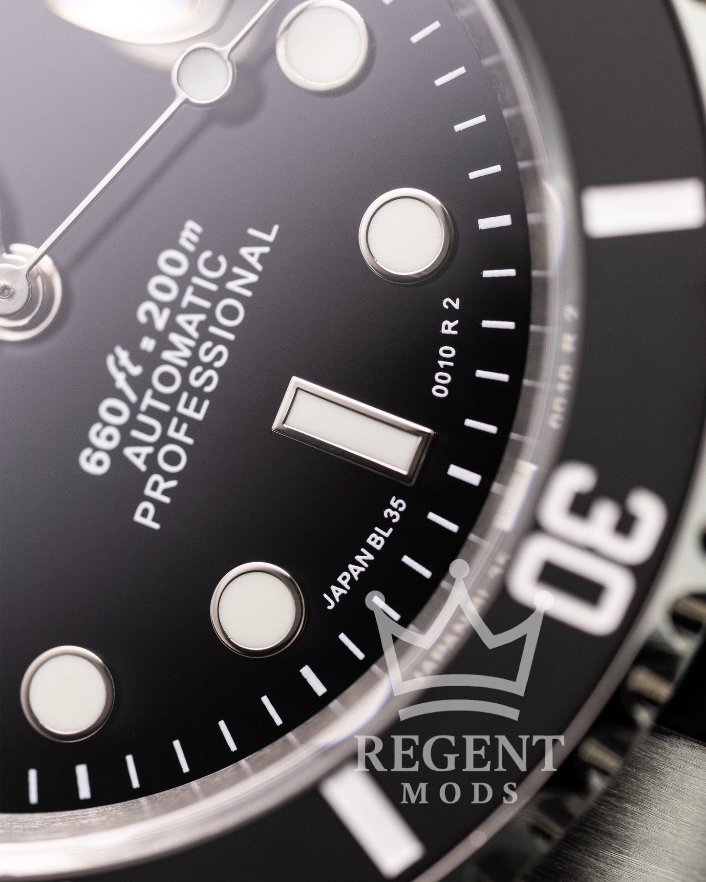 Seiko Mod Submariner Homage Black Dial Dive Watch With Cyclops Date