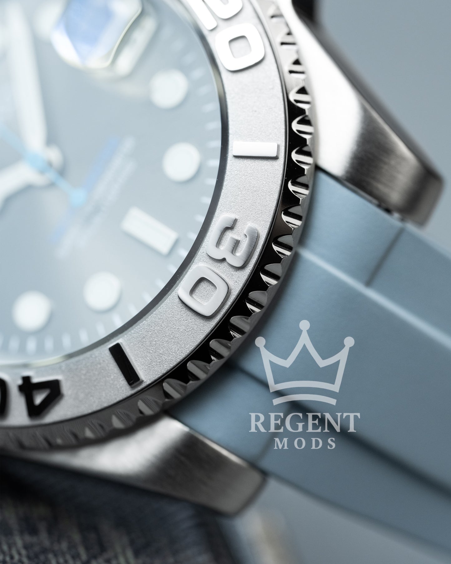 Seiko Mod Yacht Master Homage Rhodium Dial Dive Watch With Cyclops Date