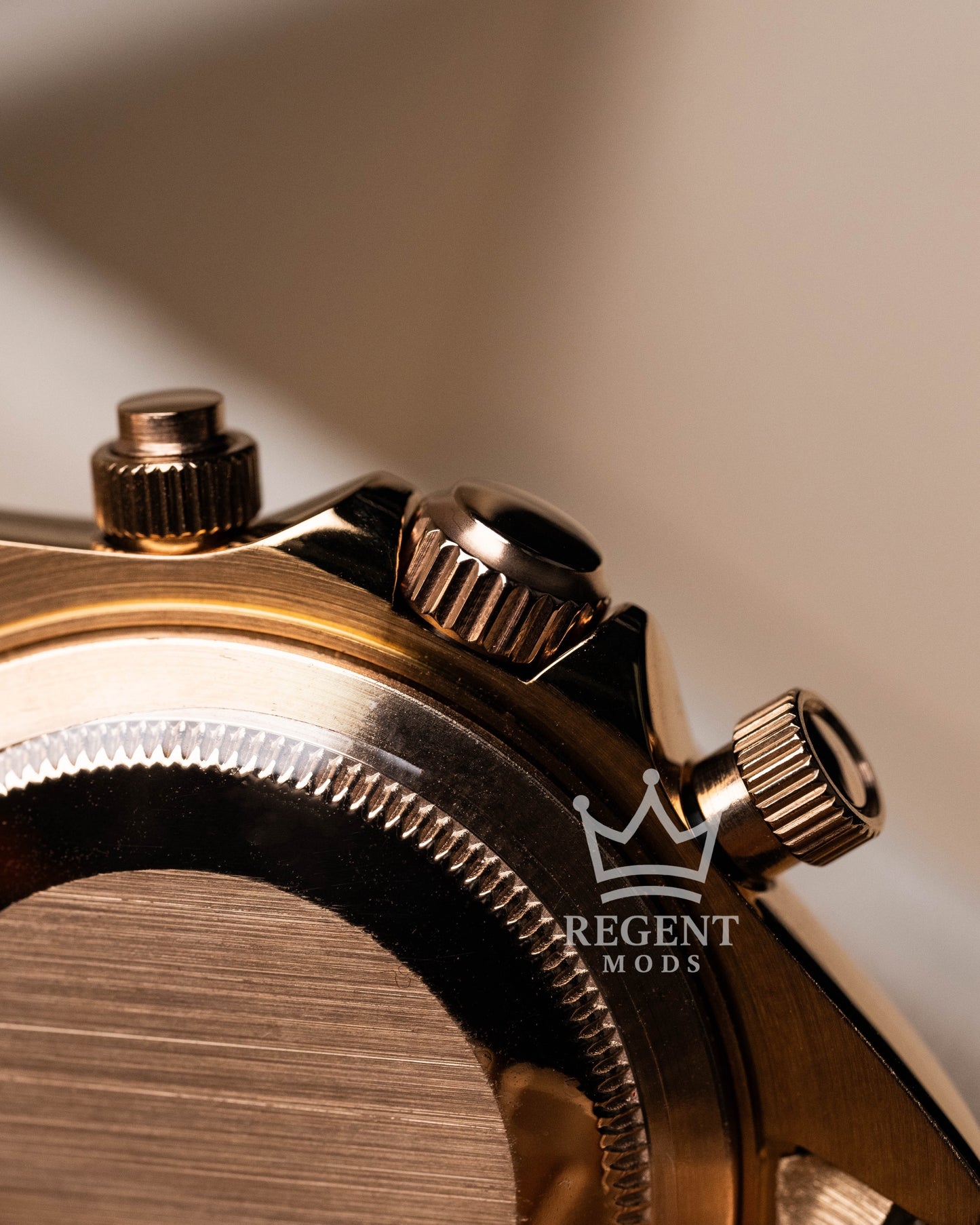 Seiko Mod Daytona Rose Gold Chronograph Crown And Pushers