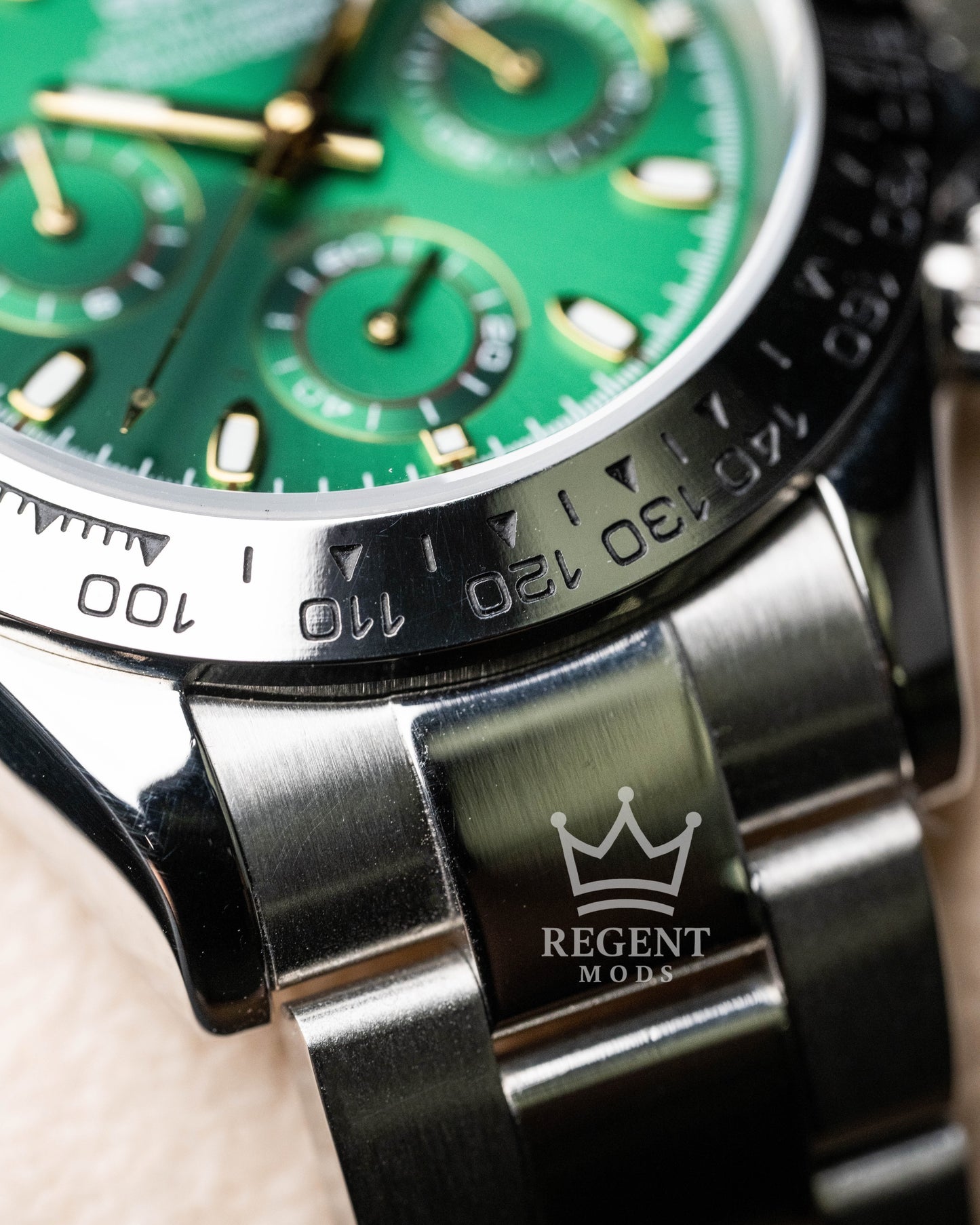 Seiko Mod Daytona Homage John Mayer Green Seitona Steel Chronograph With Stainless Steel Bracelet