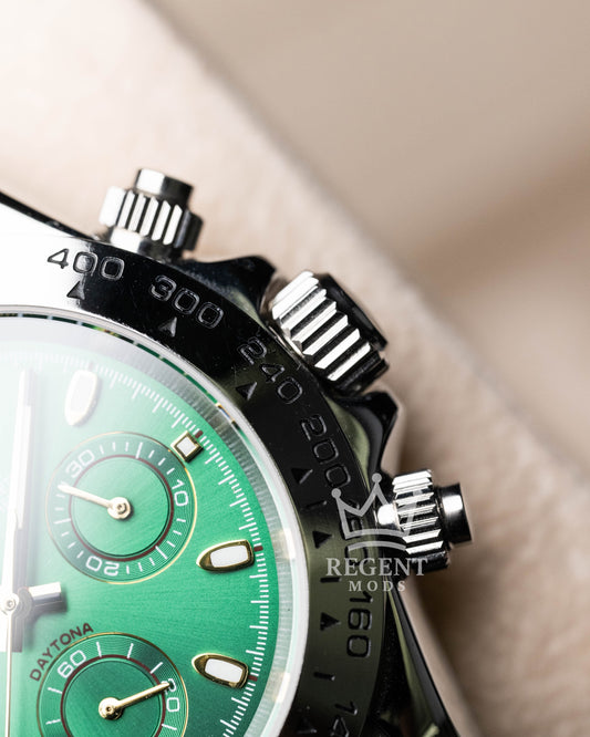 Seiko Mod Daytona Homage John Mayer Green Seitona Steel Chronograph With Stainless Steel Bracelet