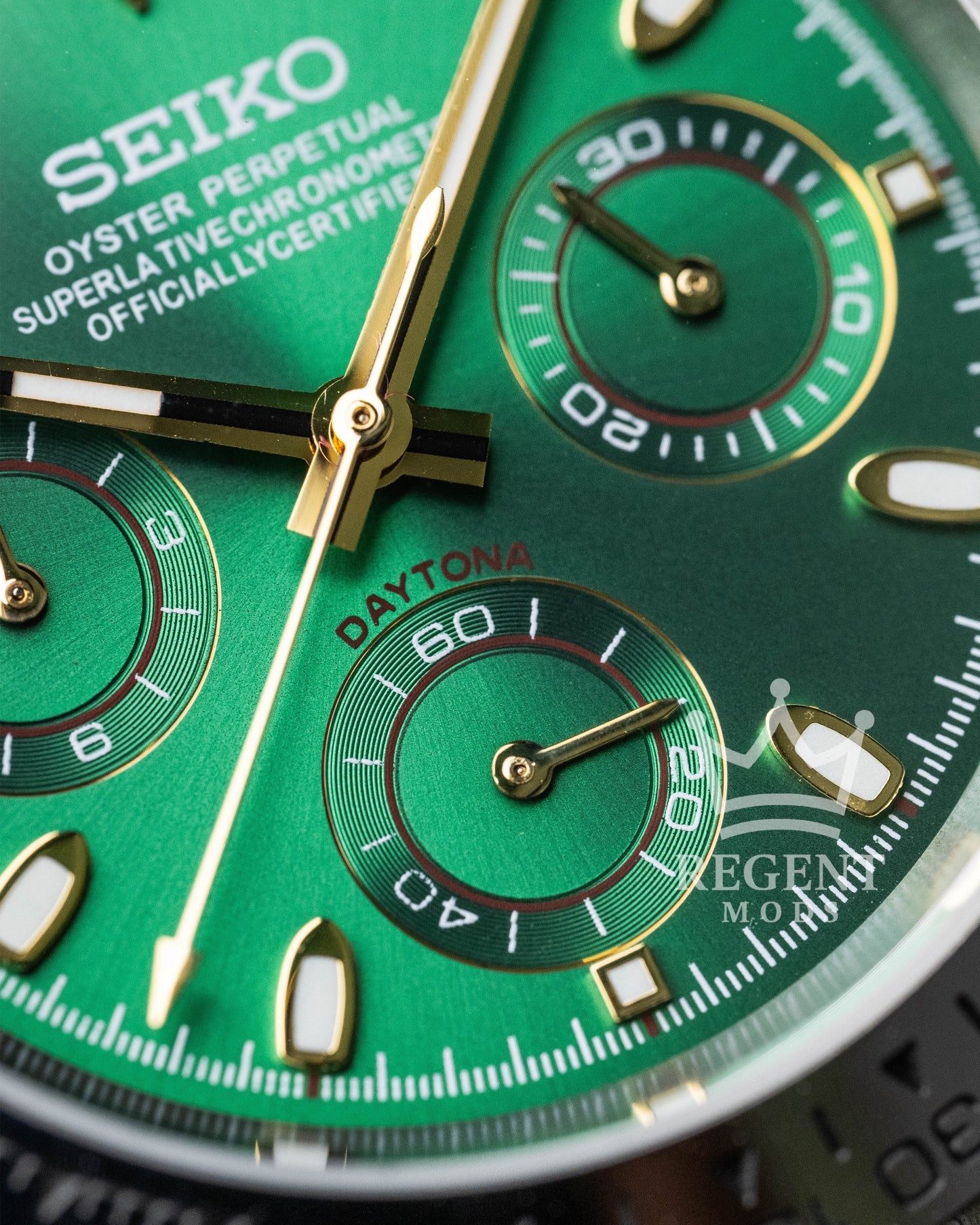 Seiko Mod Daytona Homage John Mayer Green Seitona Steel Chronograph With Stainless Steel Bracelet