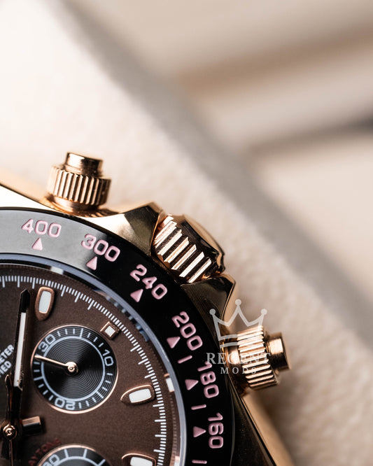 Seiko Mod Daytona Homage Seitona Rose Gold Chronograph With Brown Dial And Rubber Strap