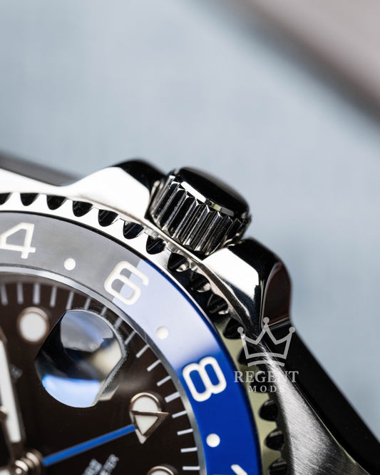 Seiko Mod GMT-Master II Batman With Black And Blue Ceramic Bezel On Oyster Bracelet
