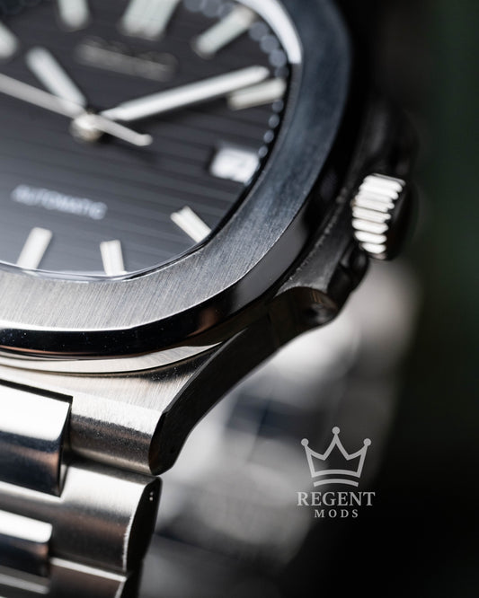 Seiko Mod Nautilus Homage Black Dial Seikonaut With Brushed Steel Case And Integrated Bracelet