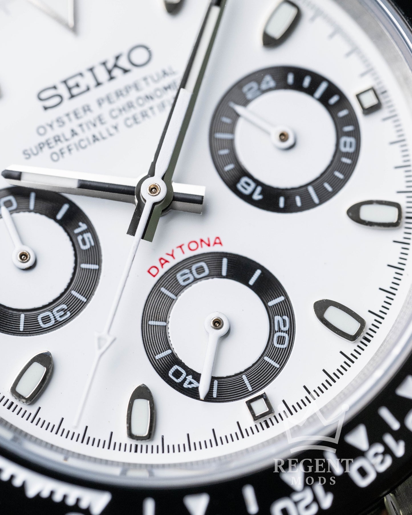 Seiko Mod Panda Daytona Homage Seitona Chronograph With White Dial