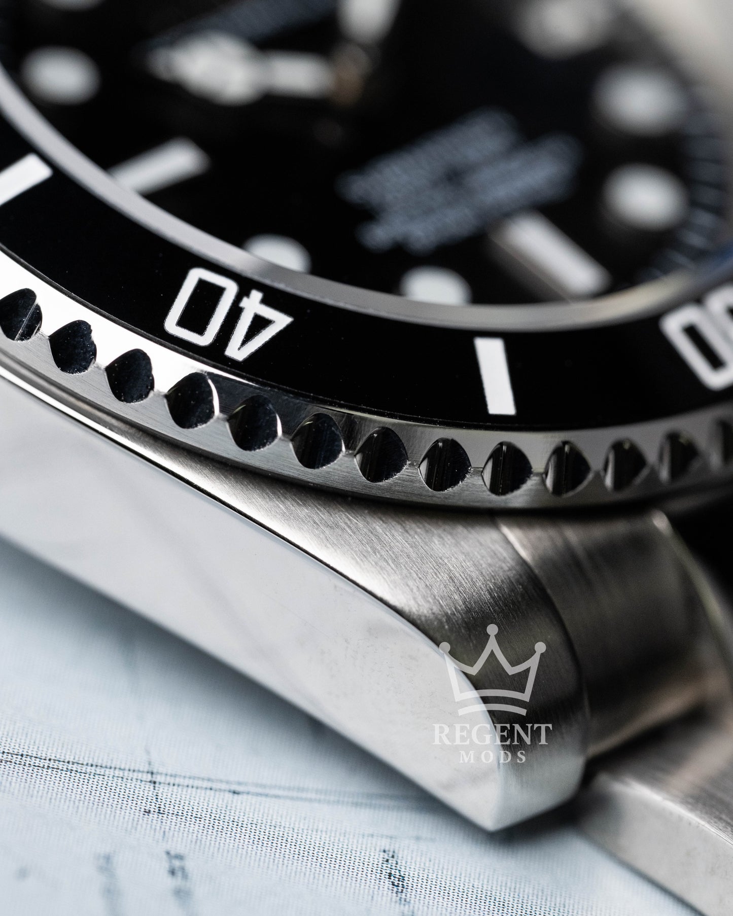 Seiko Mod Submariner With Black Bezel And Dial Automatic Diver On Brushed Oyster Bracelet
