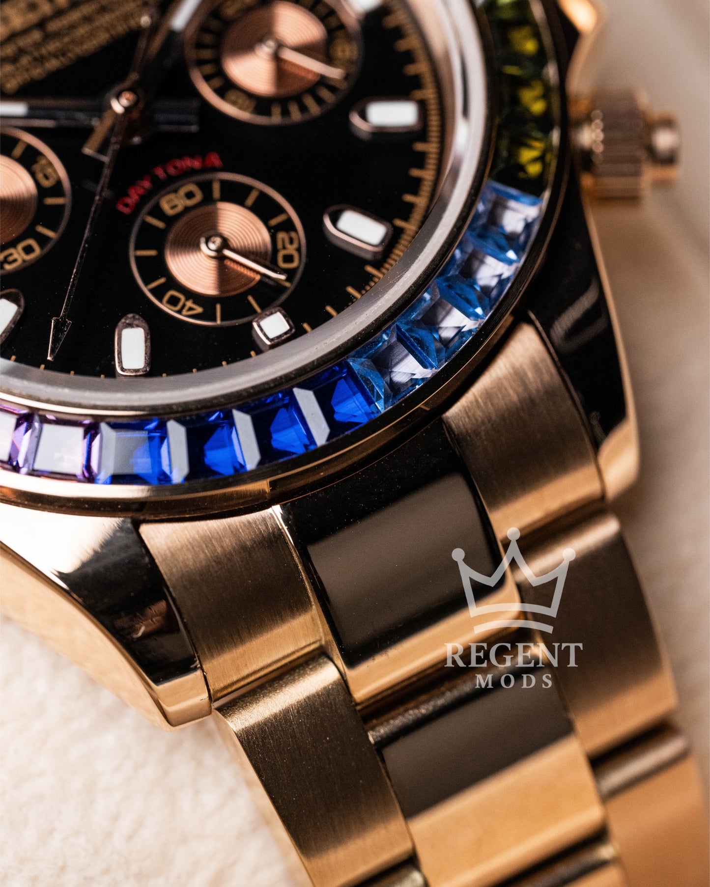 Seiko Mod Rainbow Daytona Homage Rose Gold Rainbow Seitona
