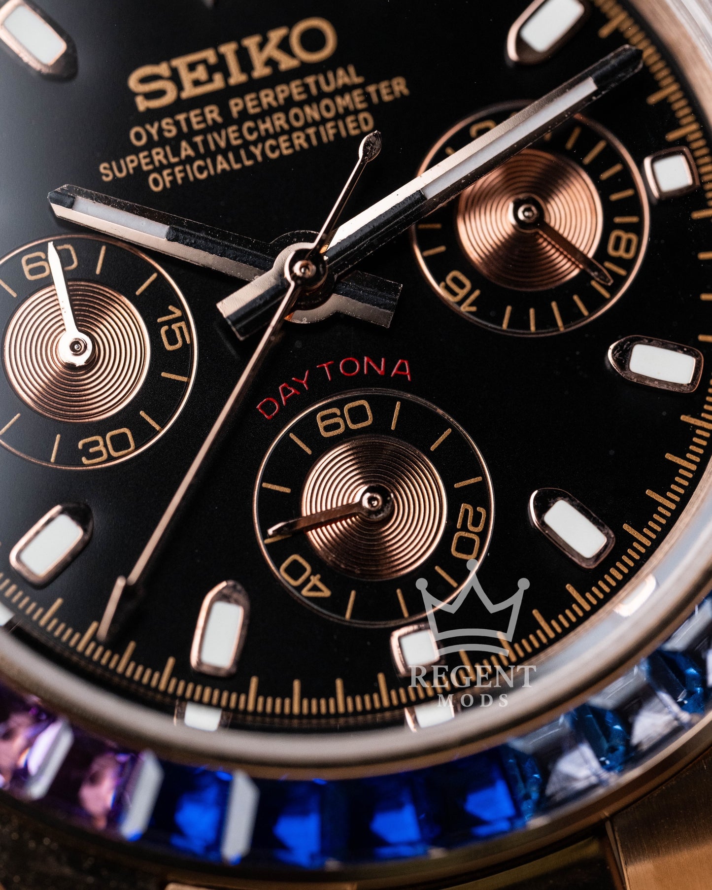 Seiko Mod Rainbow Daytona Homage Rose Gold Rainbow Seitona