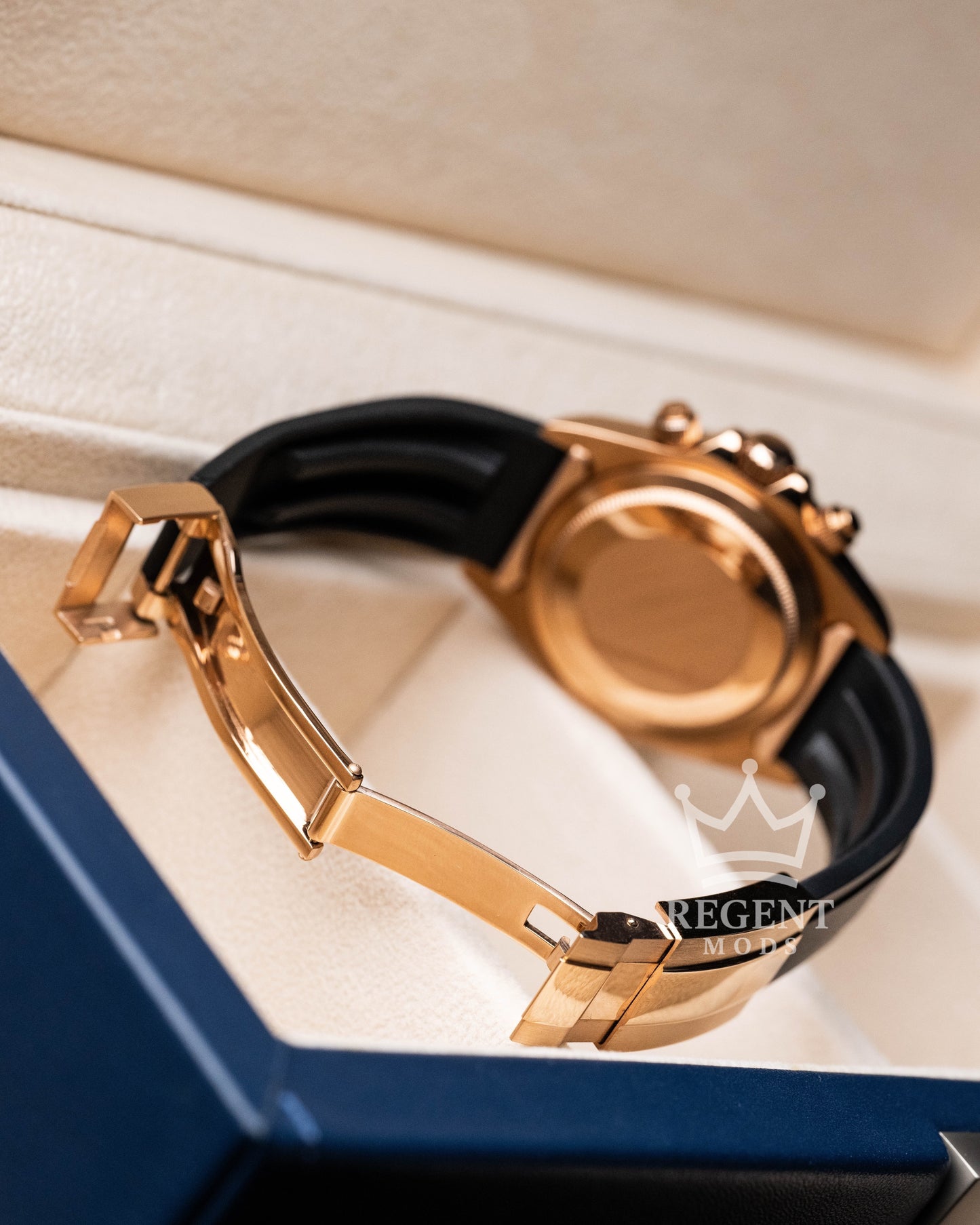 Seiko Mod Rose Gold Daytona Case Back Rubber Strap And Clasp