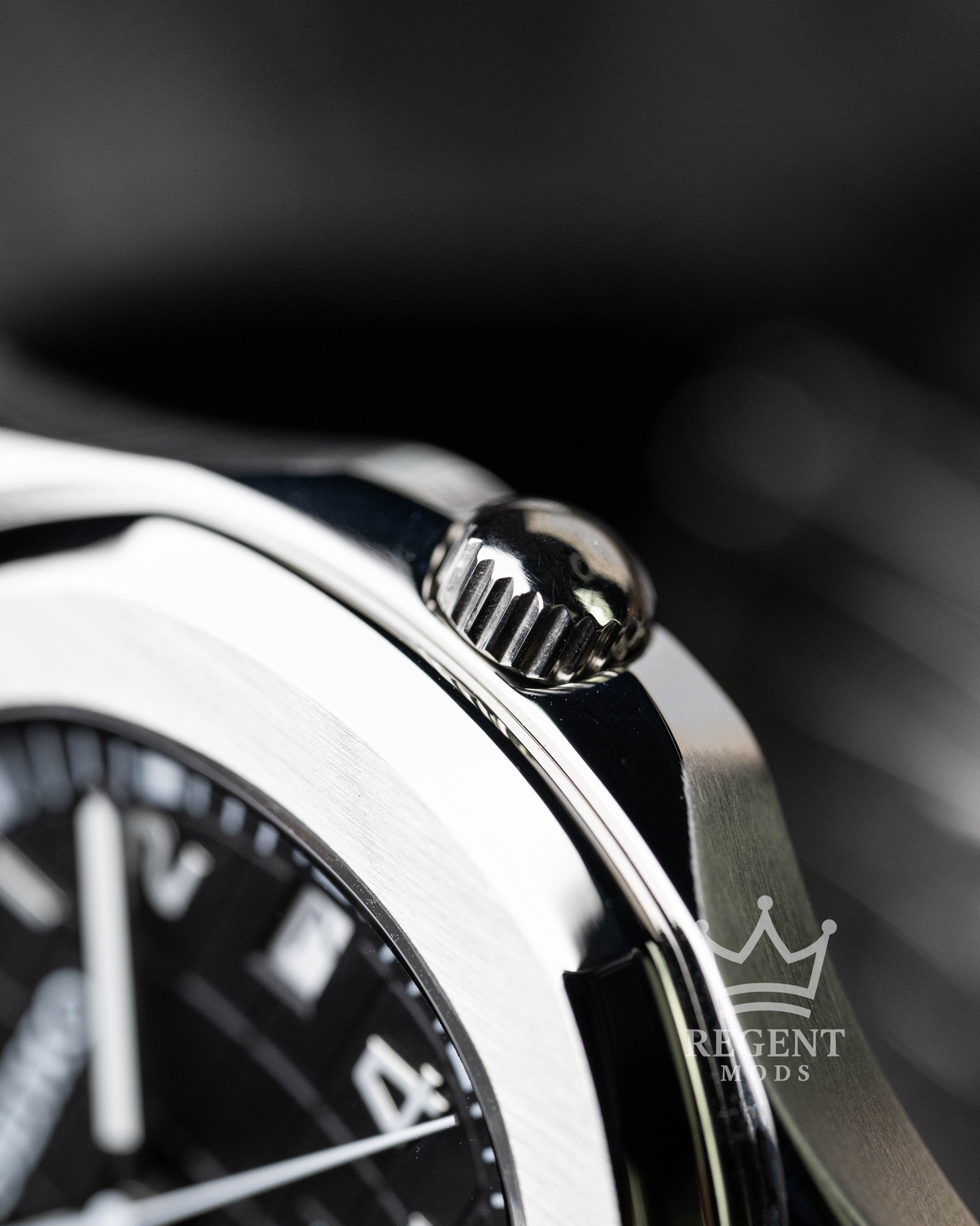 Custom Seiko Mod Aquanaut Nautilus With Black Dial Waffle Textured Face And Brushed Steel Bezel On Rubber Strap
