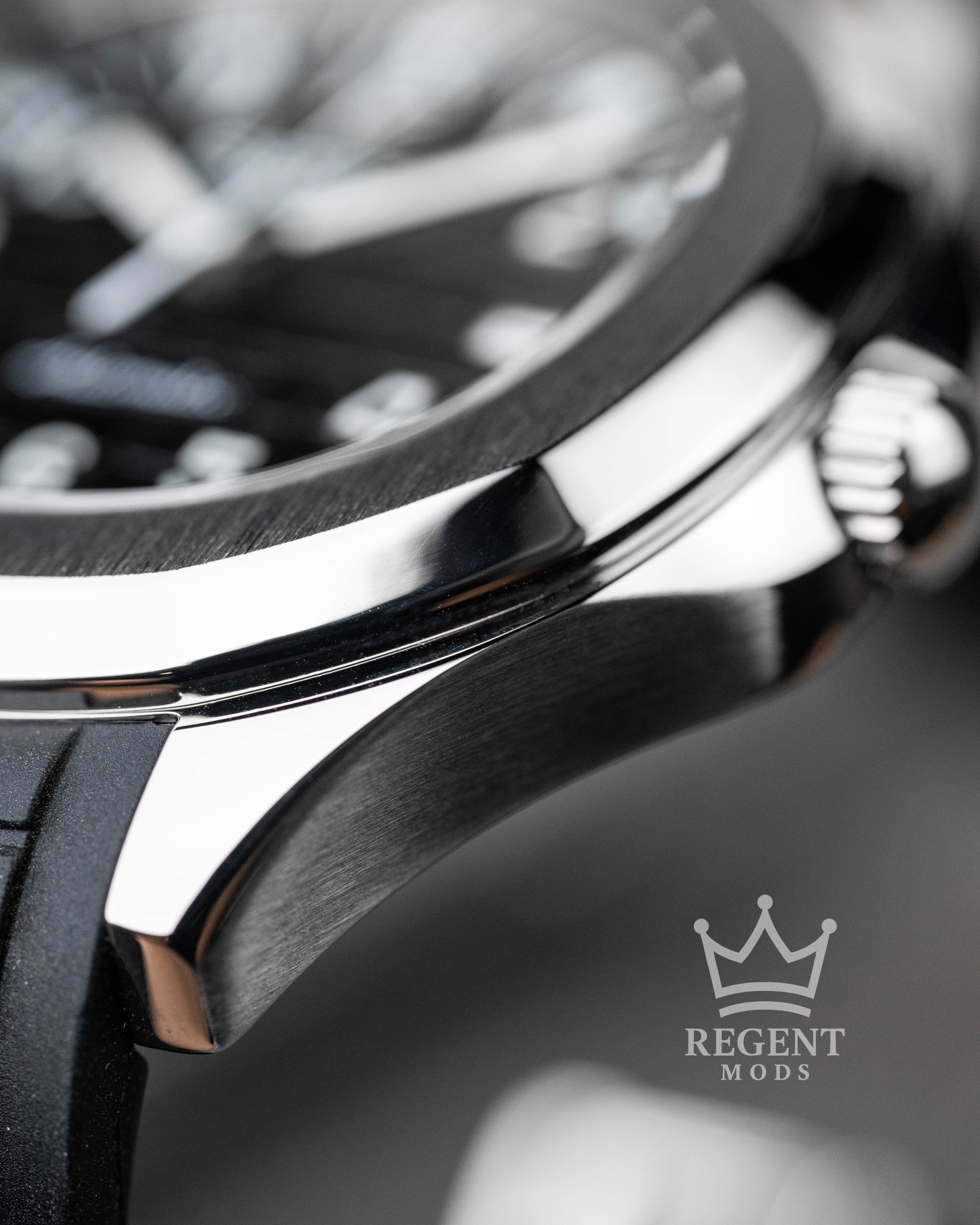 Custom Seiko Mod Aquanaut Nautilus With Black Dial Waffle Textured Face And Brushed Steel Bezel On Rubber Strap