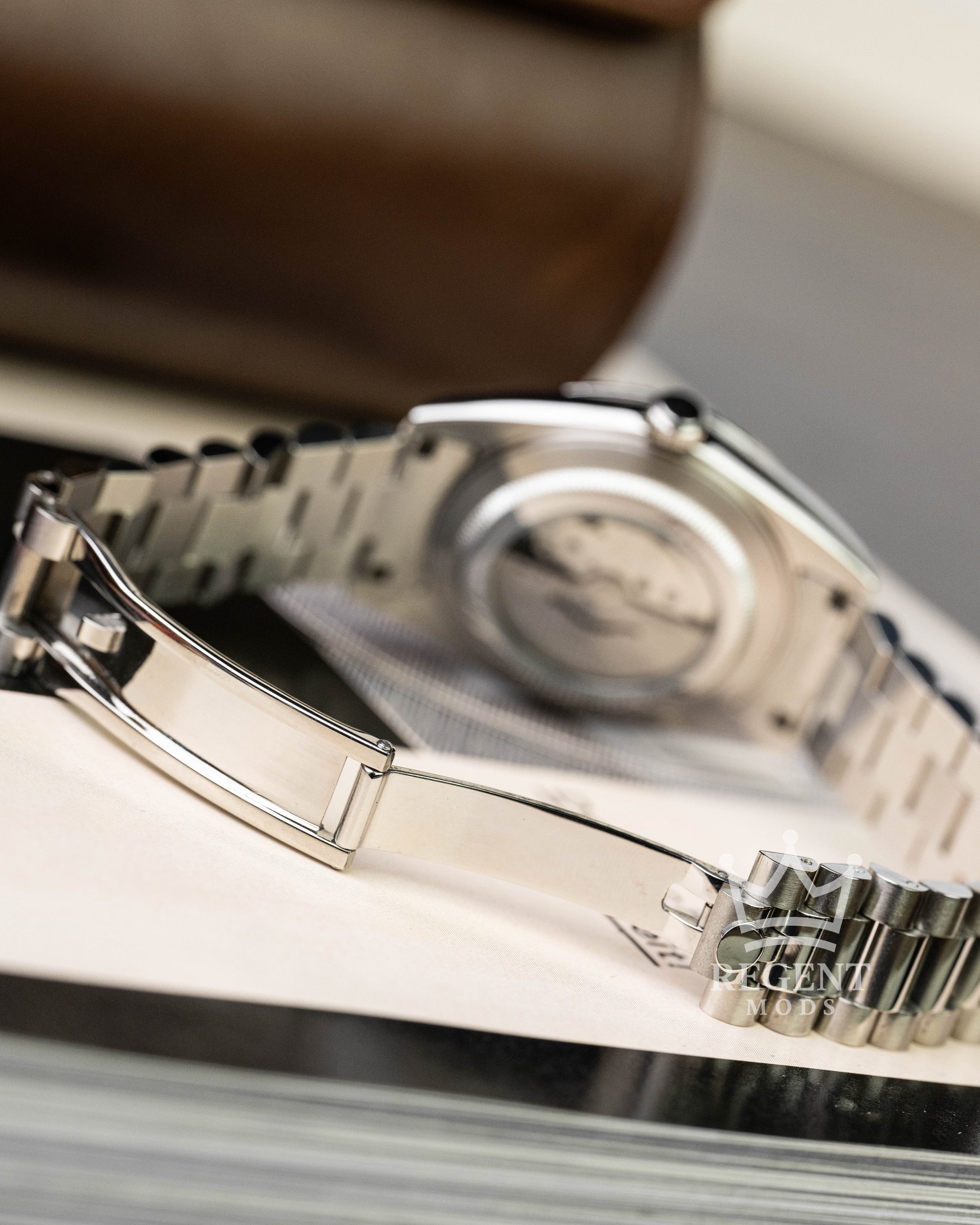 Custom Seiko Mod Stainless Steel Presidential Bracelet Clasp And Case Back