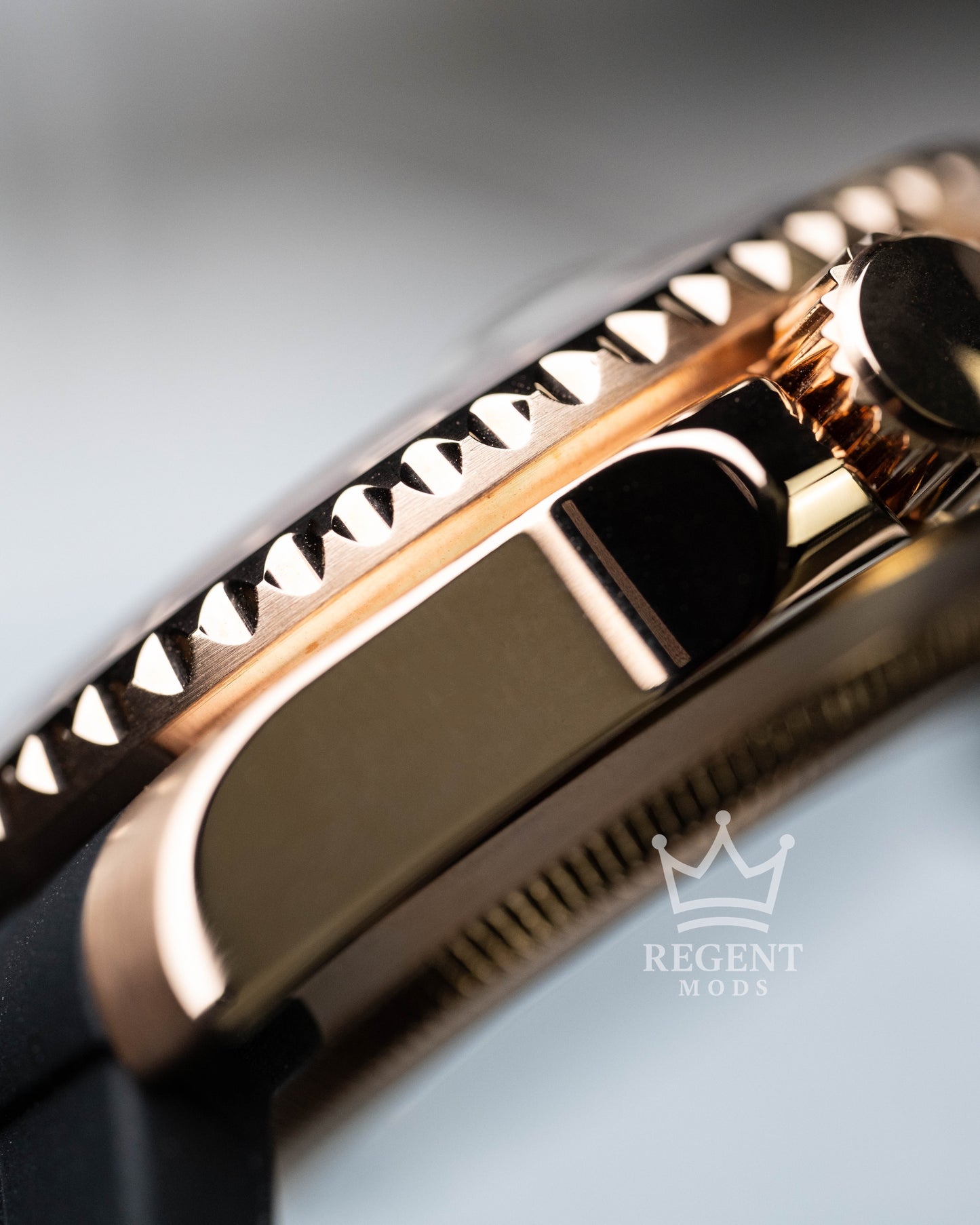 Seiko GMT-Master II Rootbeer Mod With Rose Gold Case, Black Dial, And Rubber Strap