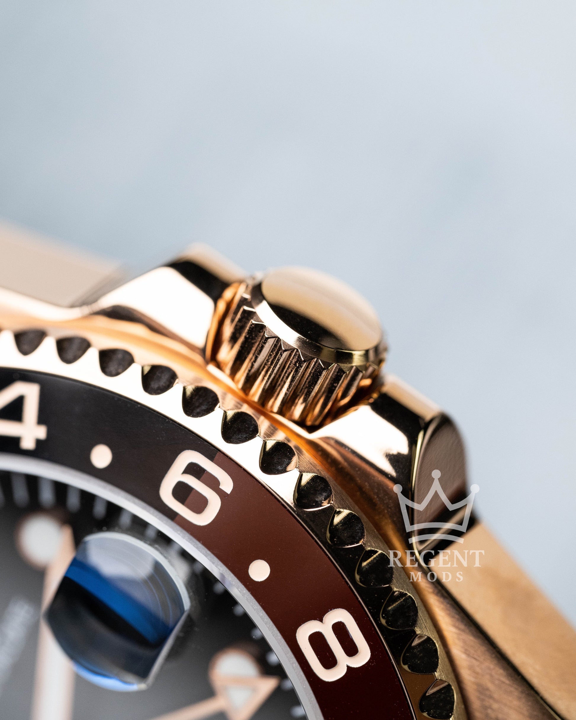 Seiko GMT-Master II Rootbeer Mod With Rose Gold Case, Black Dial, And Rubber Strap