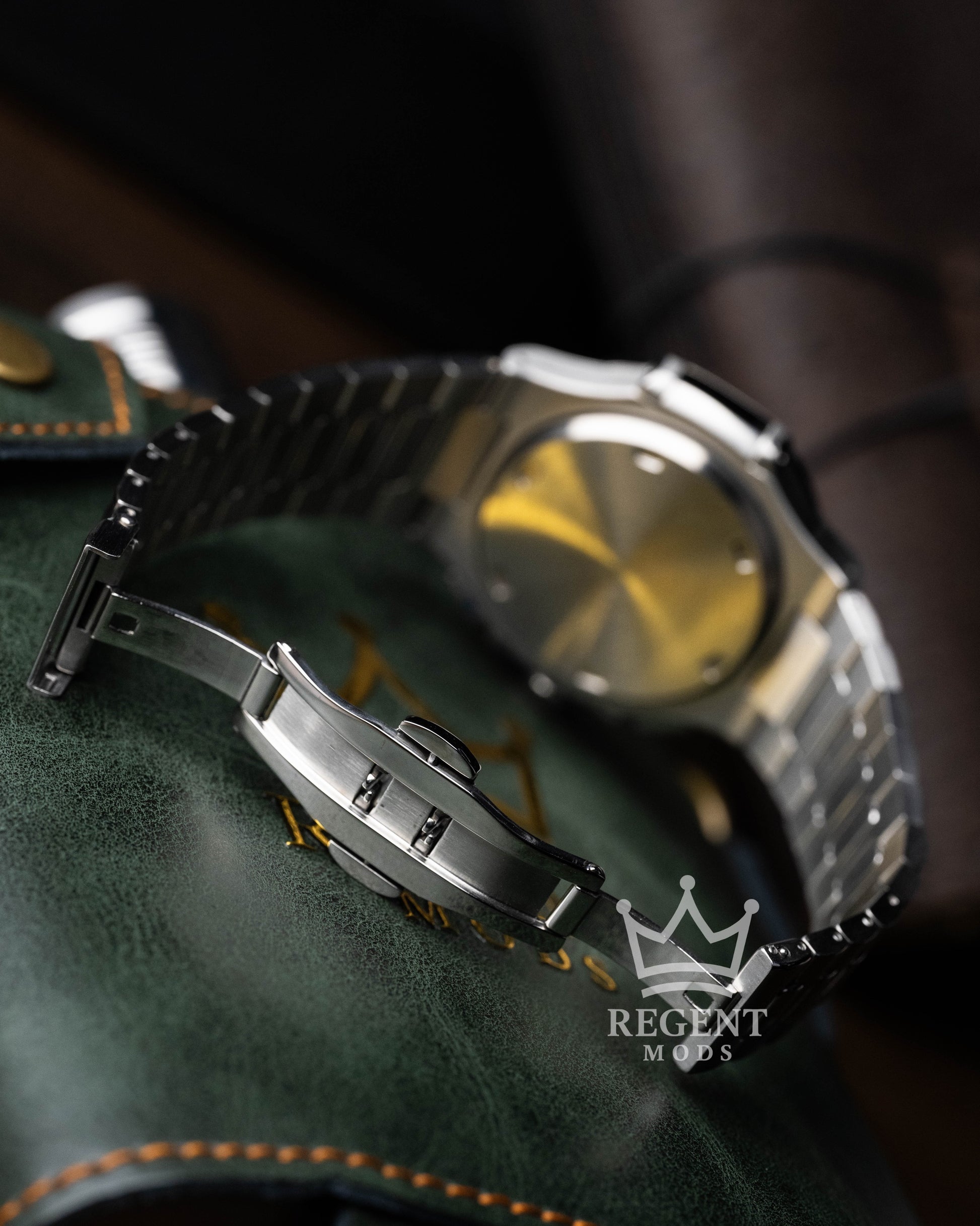 Seiko Mod Nautilus Stainless Steel Solid Case Back And Strap