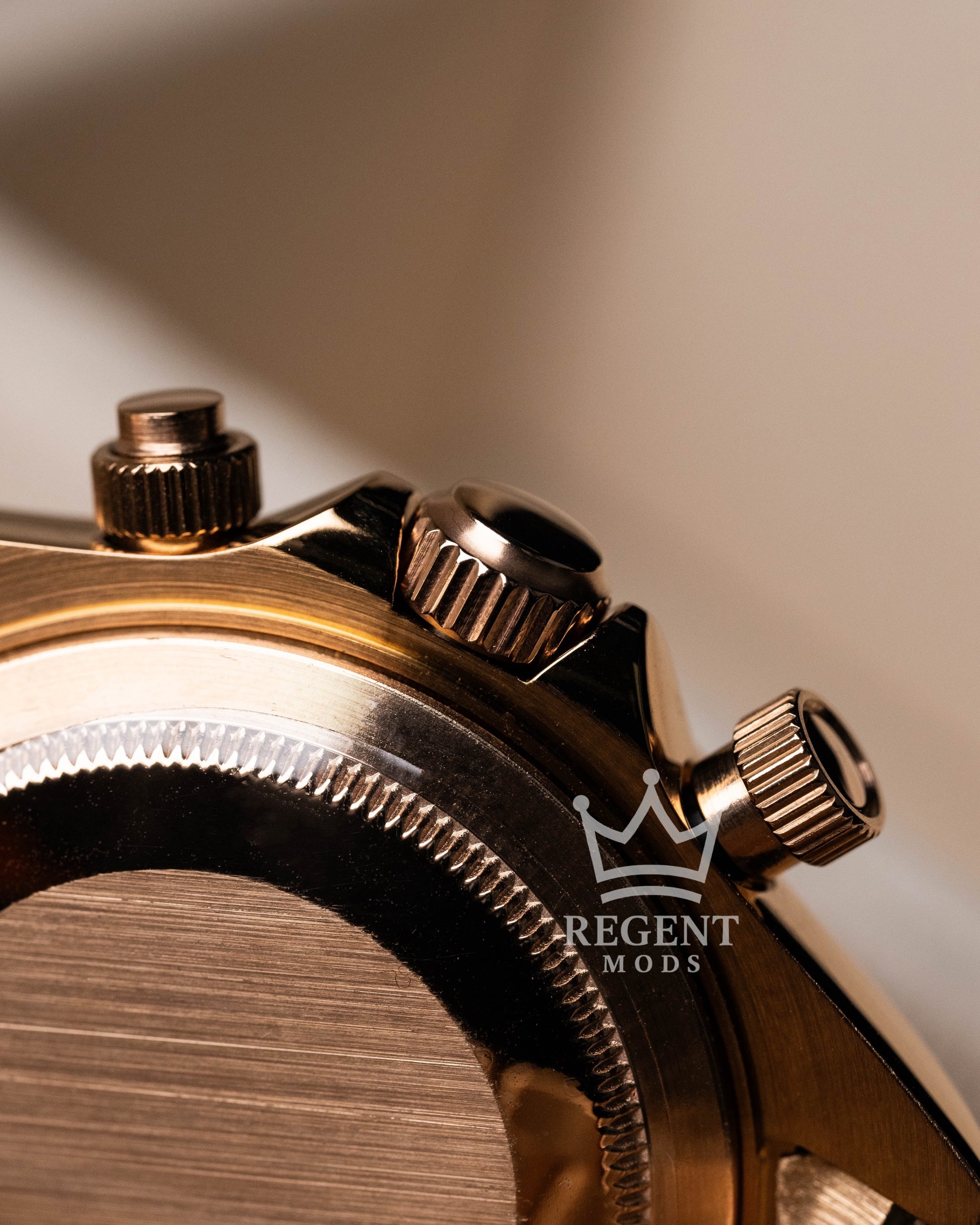 Seiko Mod Daytona Rose Gold Chronograph Crown And Pushers
