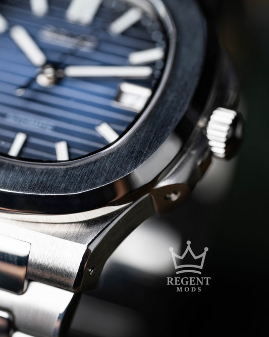 Seiko Mod Nautilus Homage Blue Dial Seikonaut With Brushed Steel Case And Integrated Bracelet