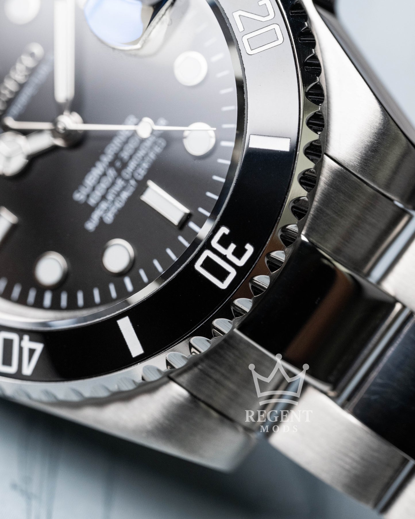 Seiko Mod Submariner With Black Bezel And Dial Automatic Diver On Brushed Oyster Bracelet
