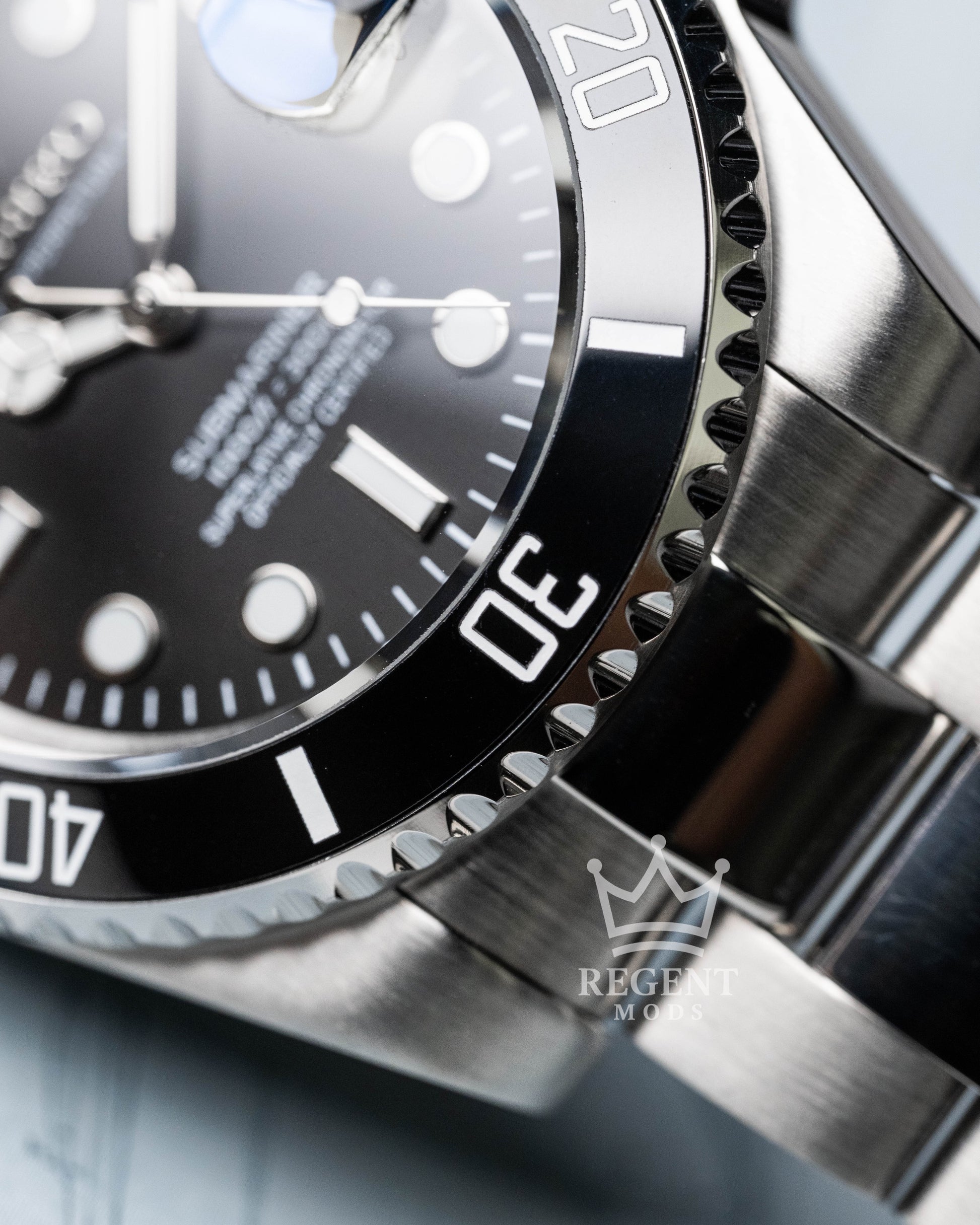 Seiko Mod Submariner With Black Bezel And Dial Automatic Diver On Brushed Oyster Bracelet